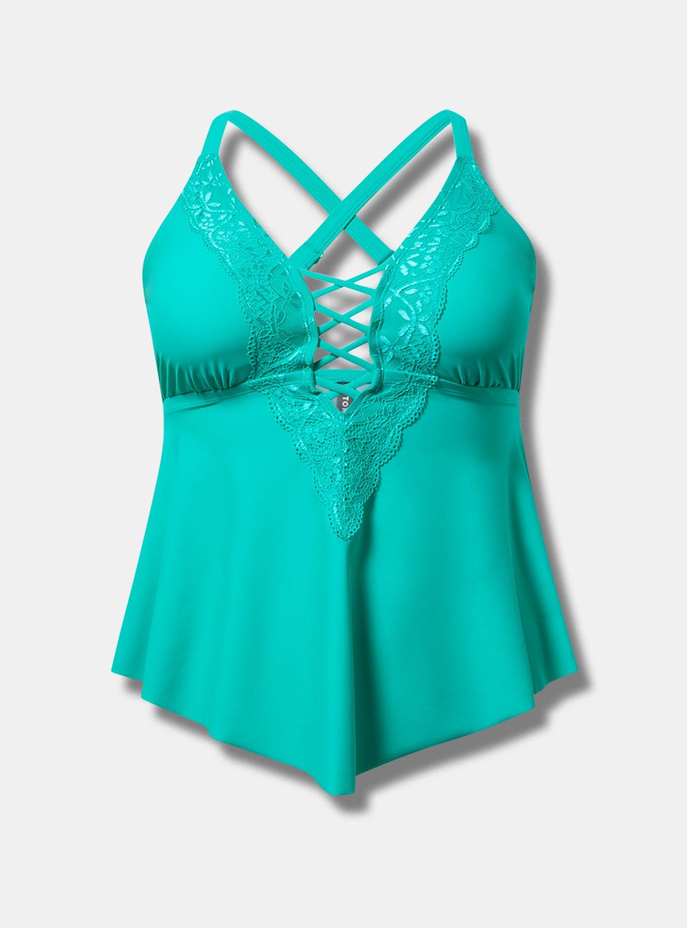 Crochet Lattice Wireless Tankini Top