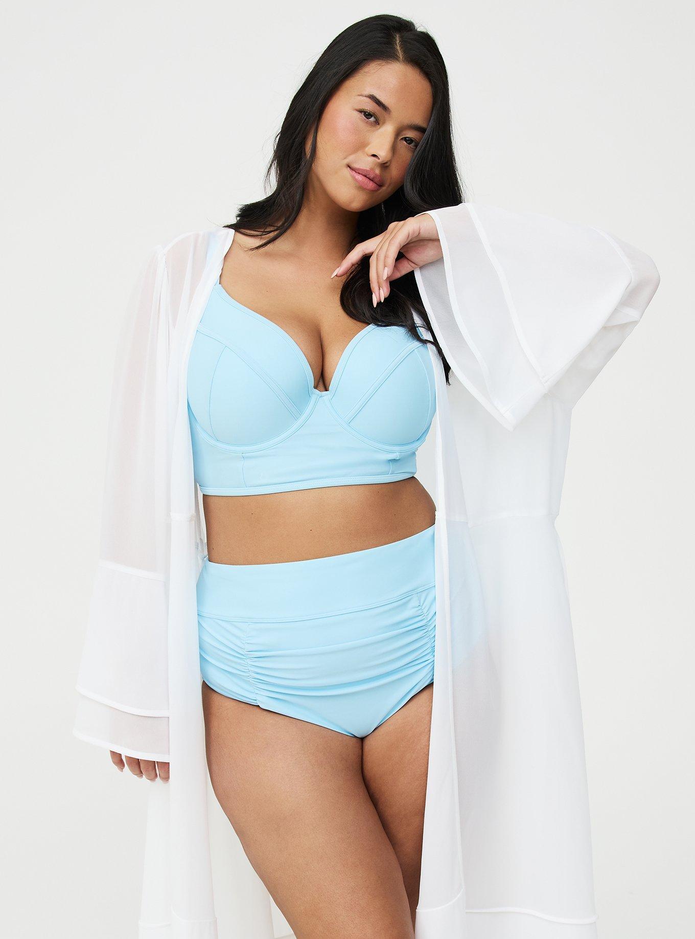Chiffon Ruffle Kimono Swim Cover-Up, BRIGHT WHITE, alternate