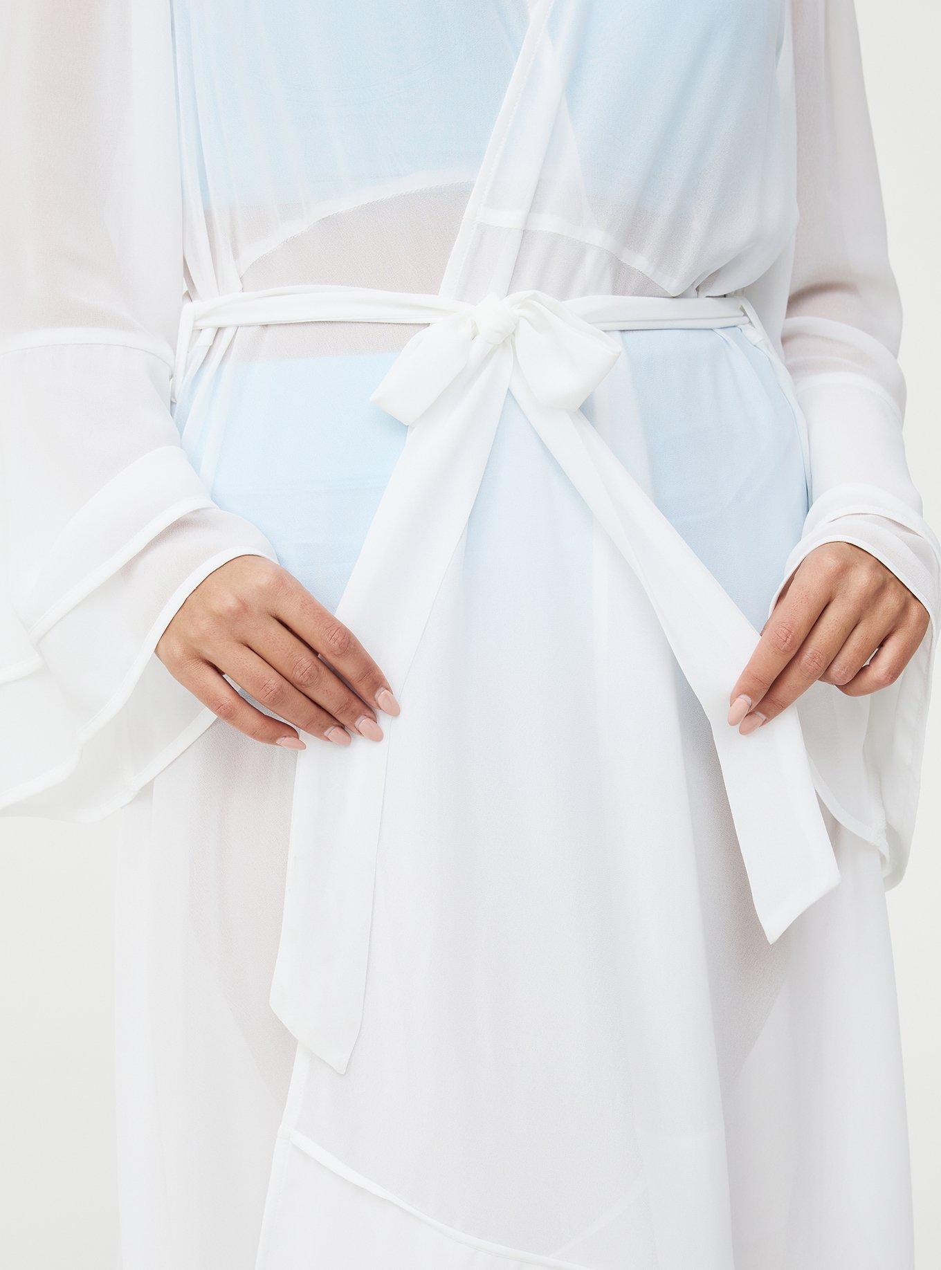 Chiffon Ruffle Kimono Swim Cover-Up, BRIGHT WHITE, alternate