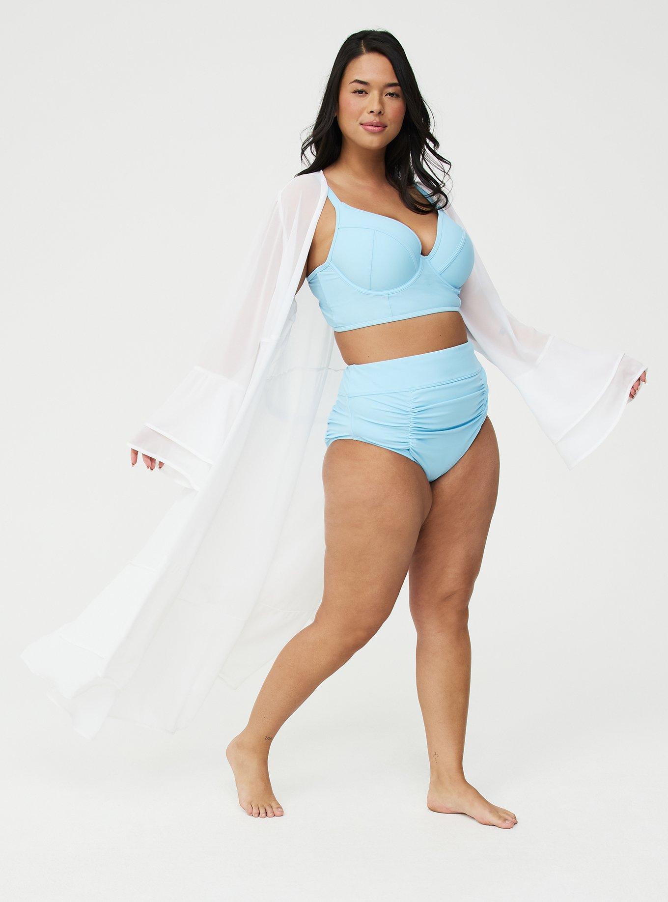 Chiffon Ruffle Kimono Swim Cover-Up, BRIGHT WHITE, alternate