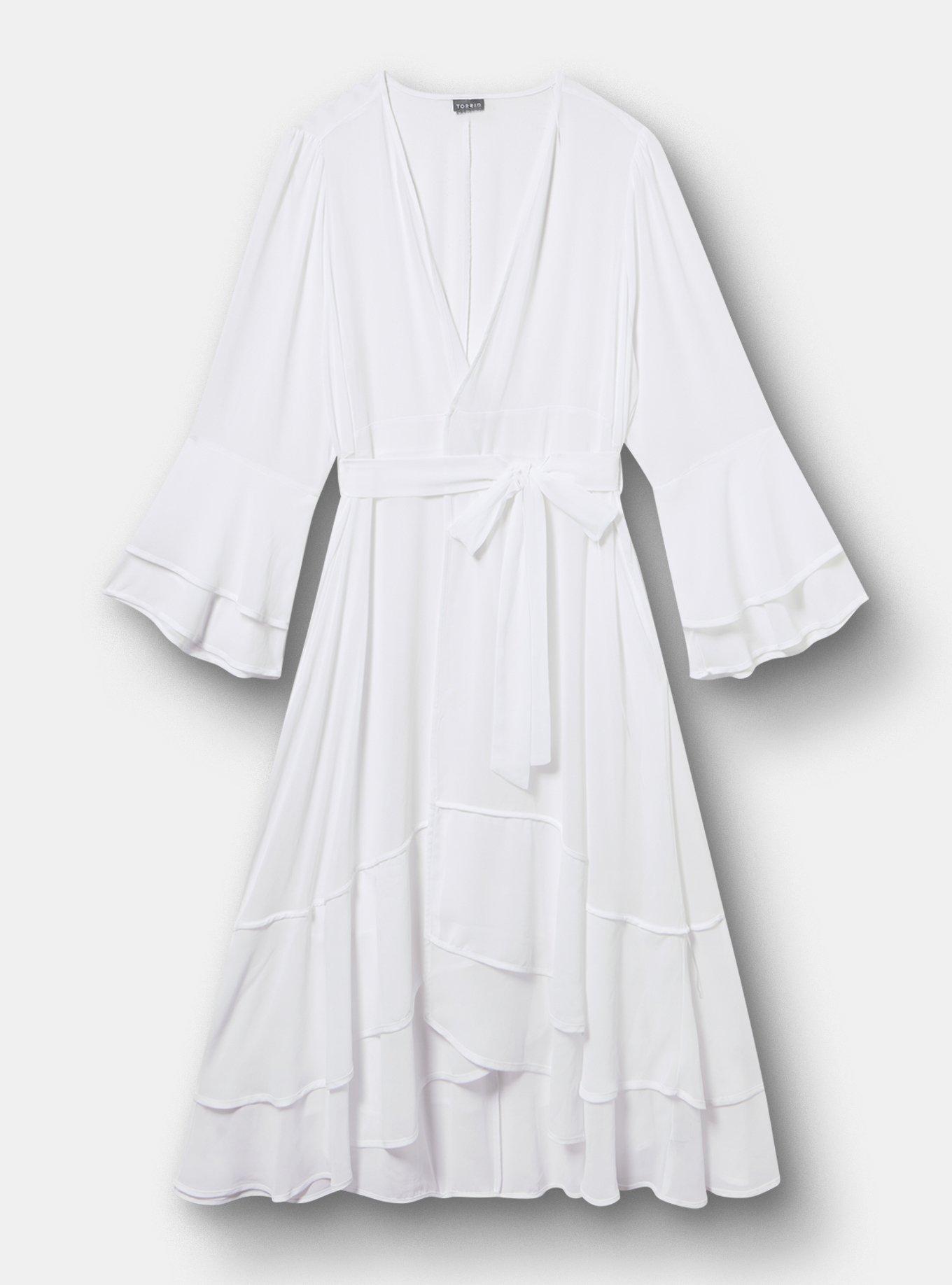 Chiffon Ruffle Kimono Swim Cover-Up, BRIGHT WHITE, hi-res