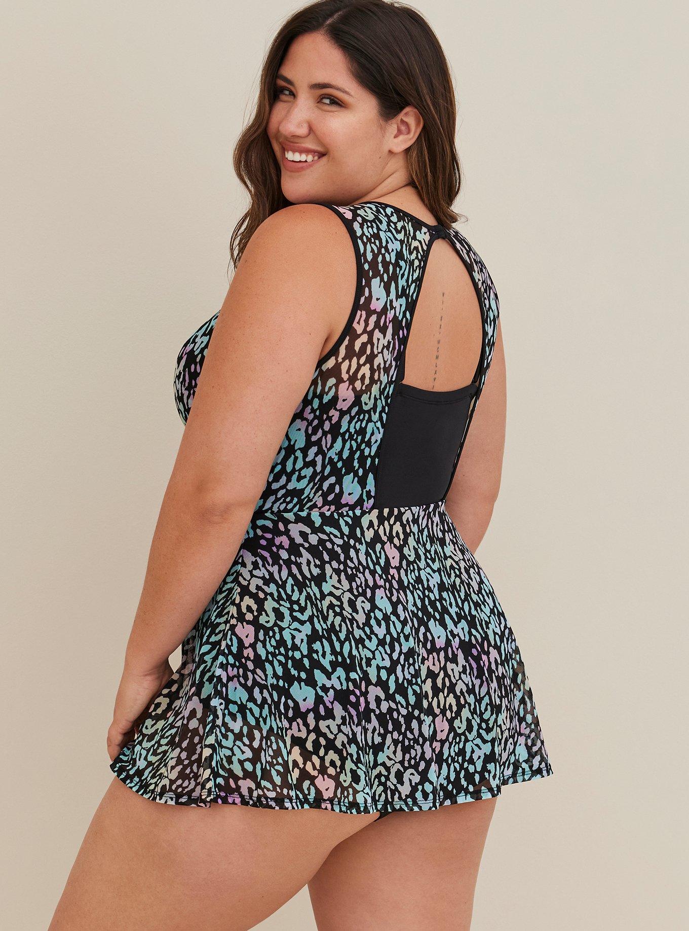 Plus Size - Wireless Mid Strapless Swim Dress With Brief - Torrid