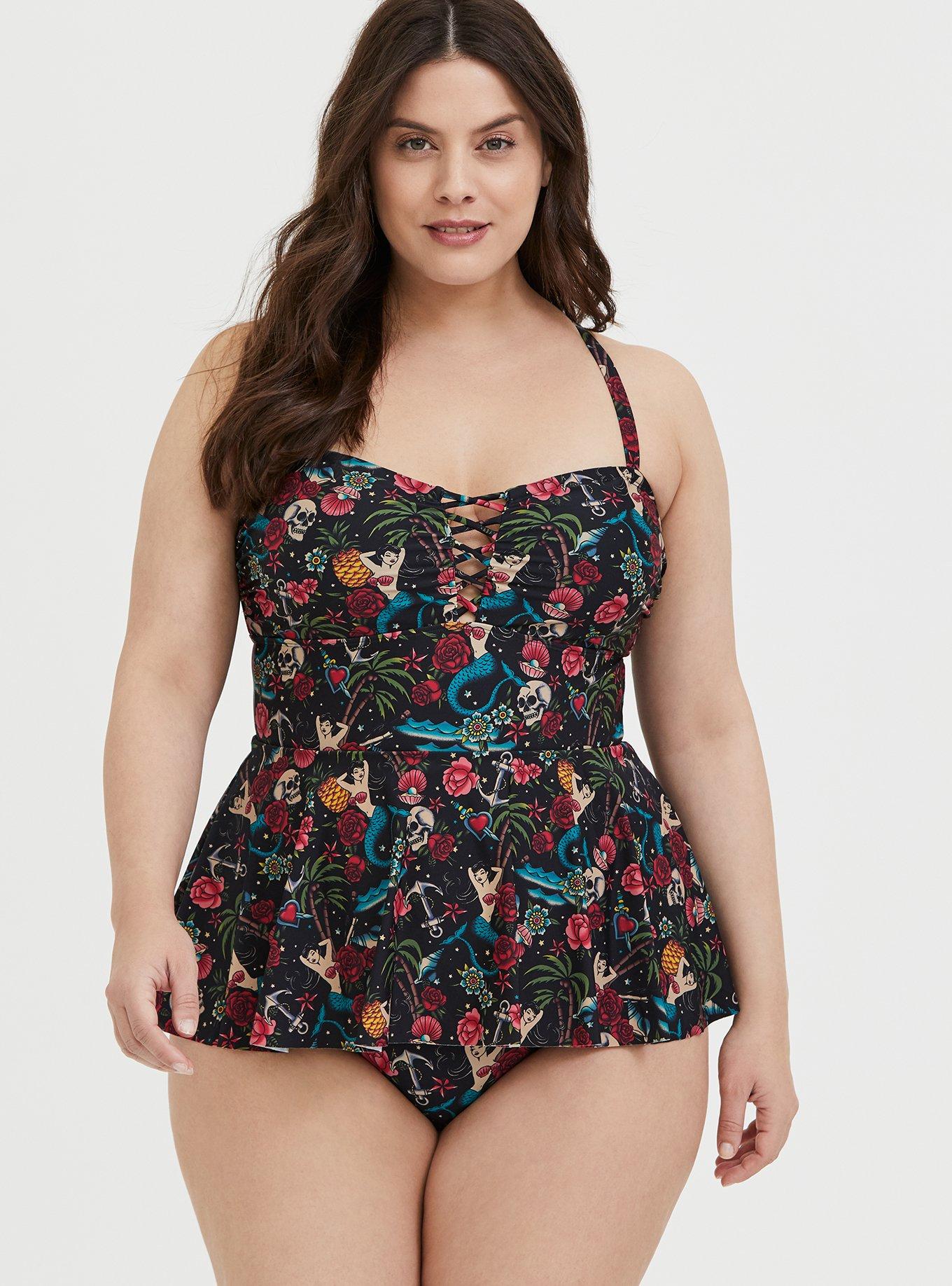 Peplum bathing suit plus size sale