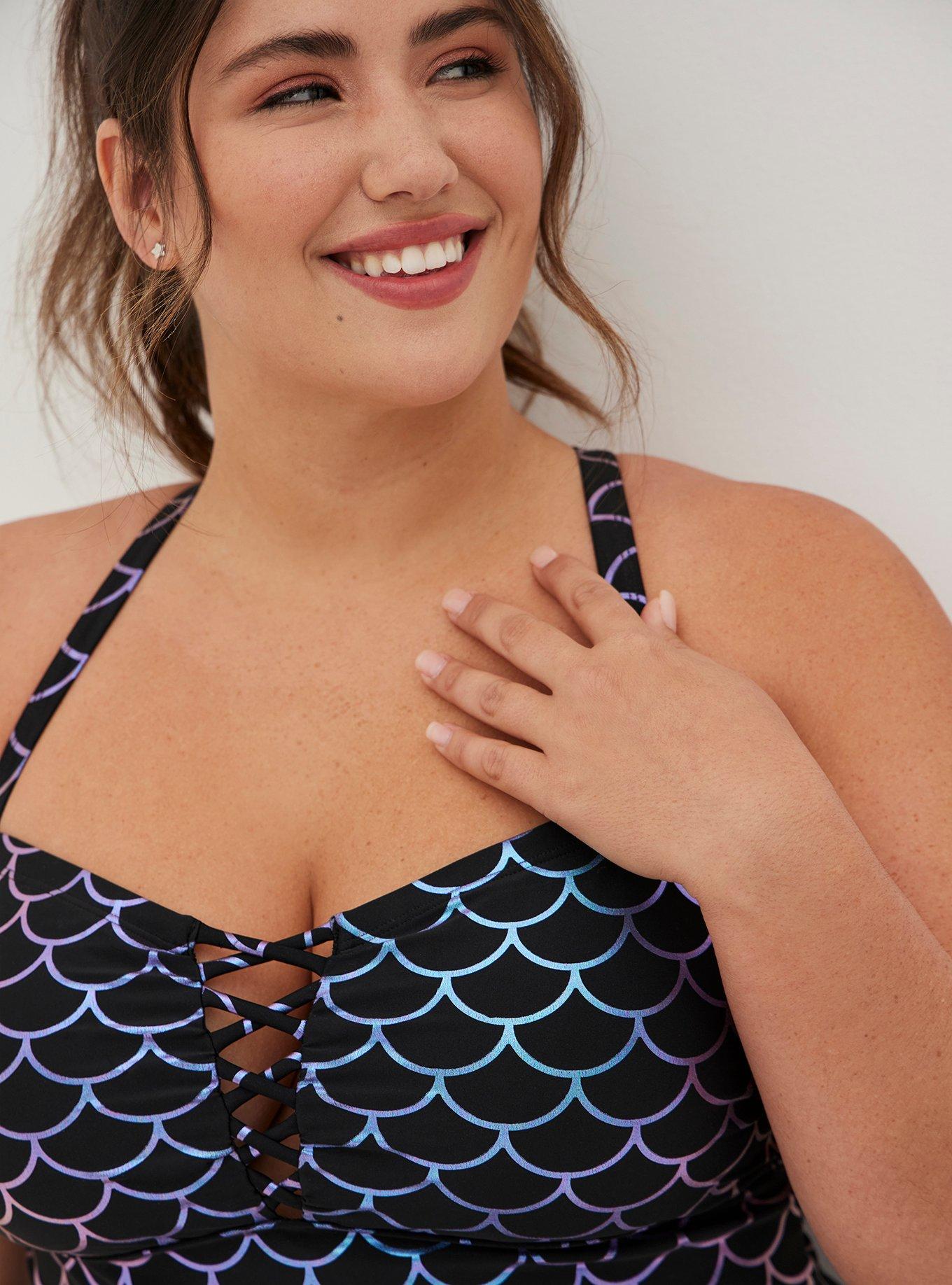 Plus Size - Wireless Mid Strapless Swim Dress With Brief - Torrid