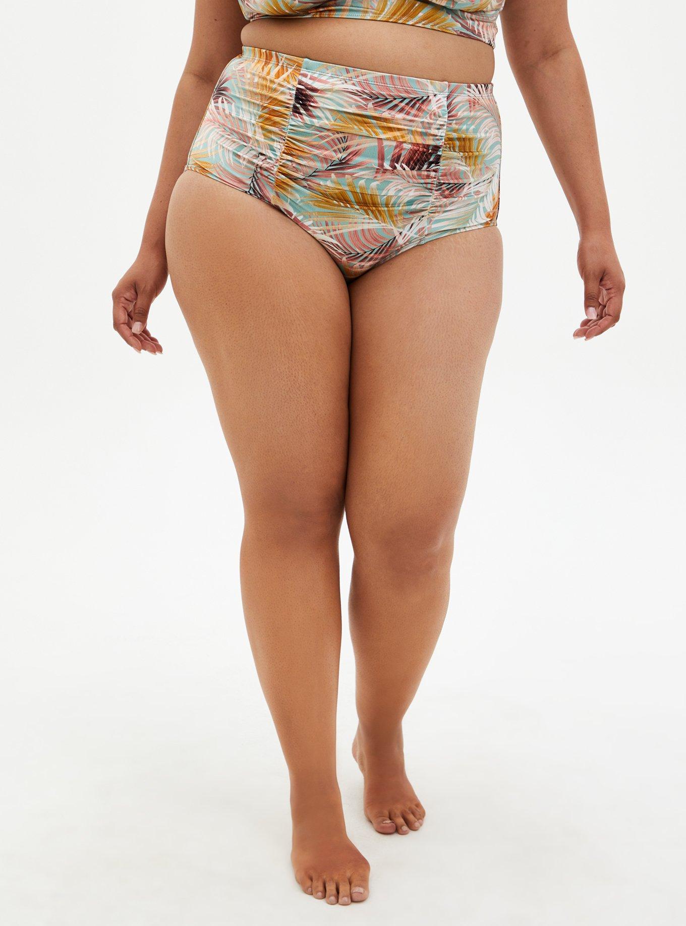 Plus Size High Rise Ruched Shine Swim Bottom Torrid
