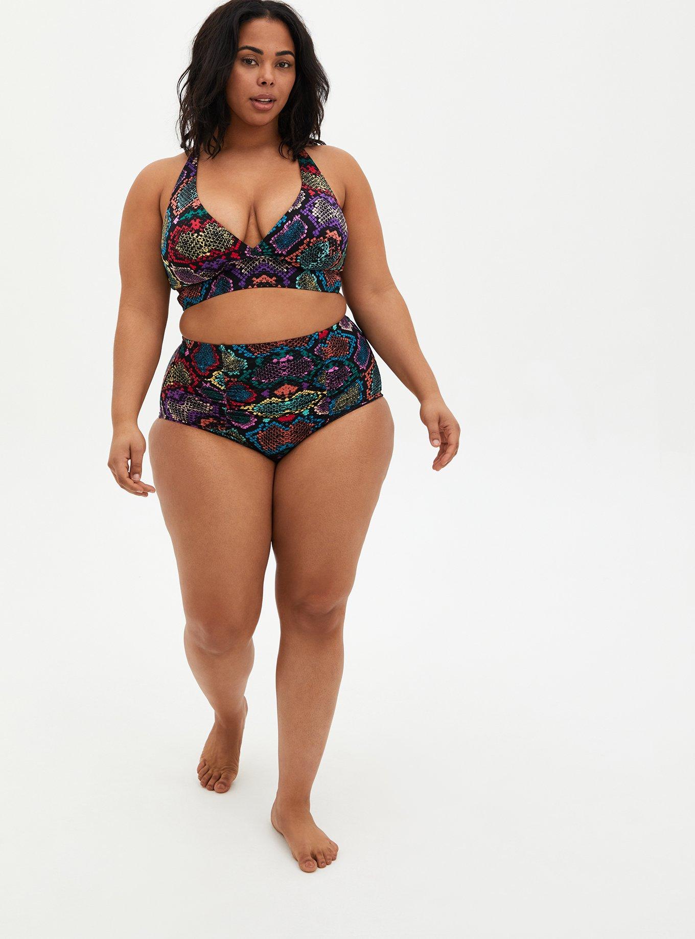 High-Rise Ruched Shine Swim Bottom, SHINE SNAKE, alternate