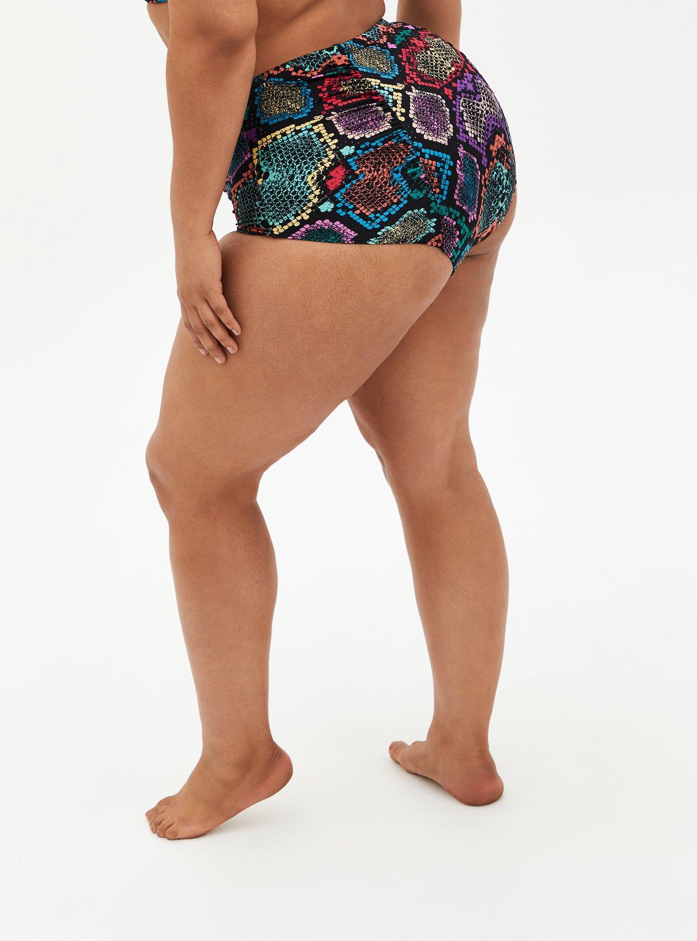 High-Rise Ruched Shine Swim Bottom, SHINE SNAKE, alternate