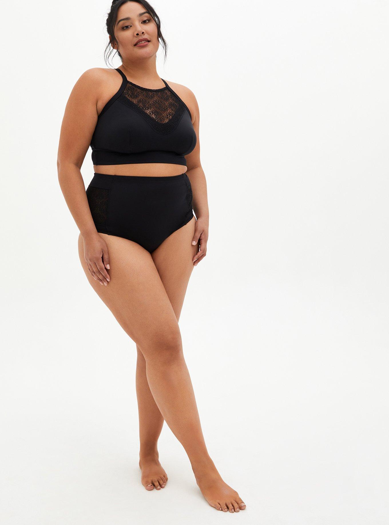 Black Crochet Detail Swim Botton, DEEP BLACK, alternate