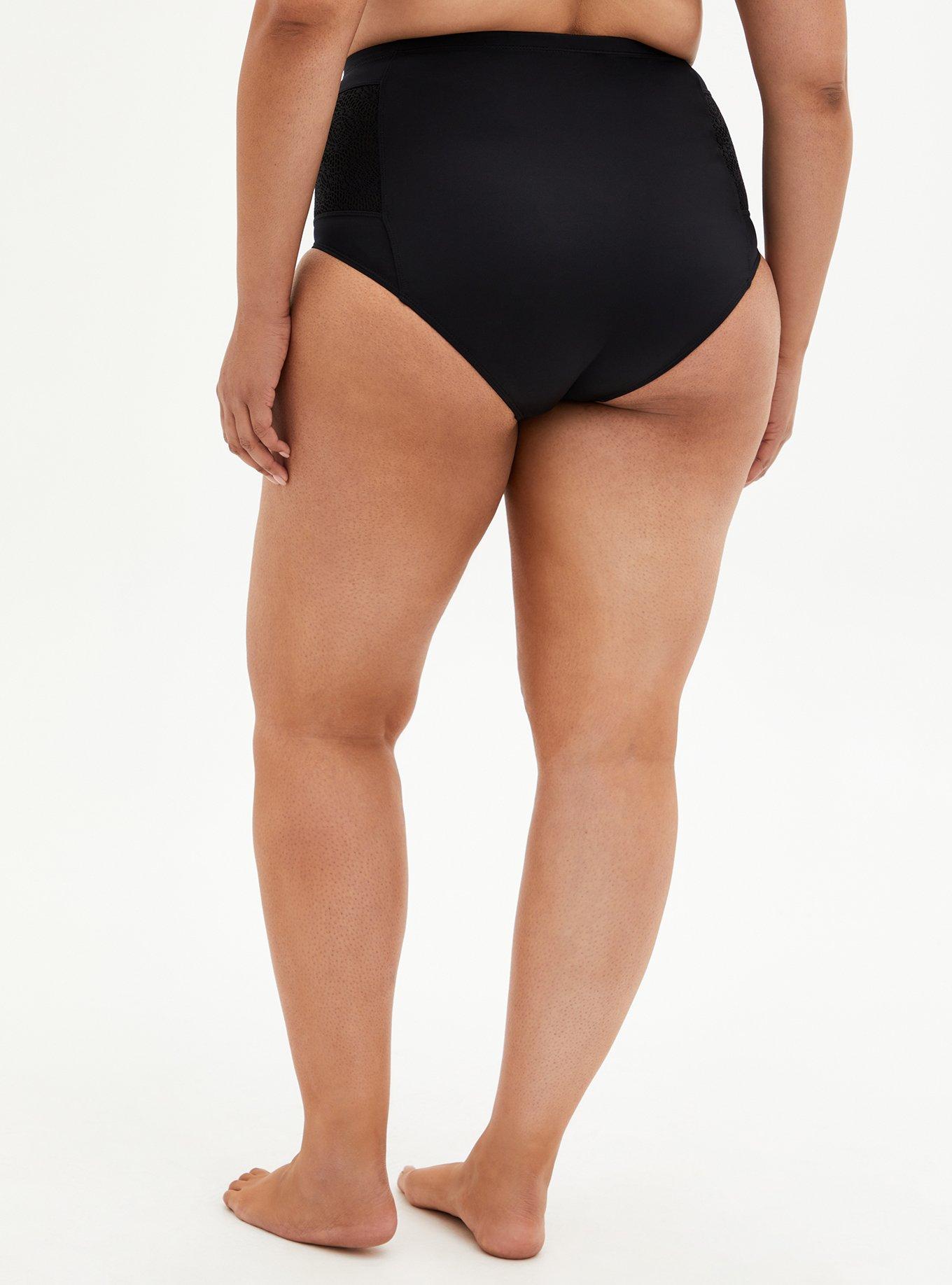 Black Crochet Detail Swim Botton, DEEP BLACK, alternate