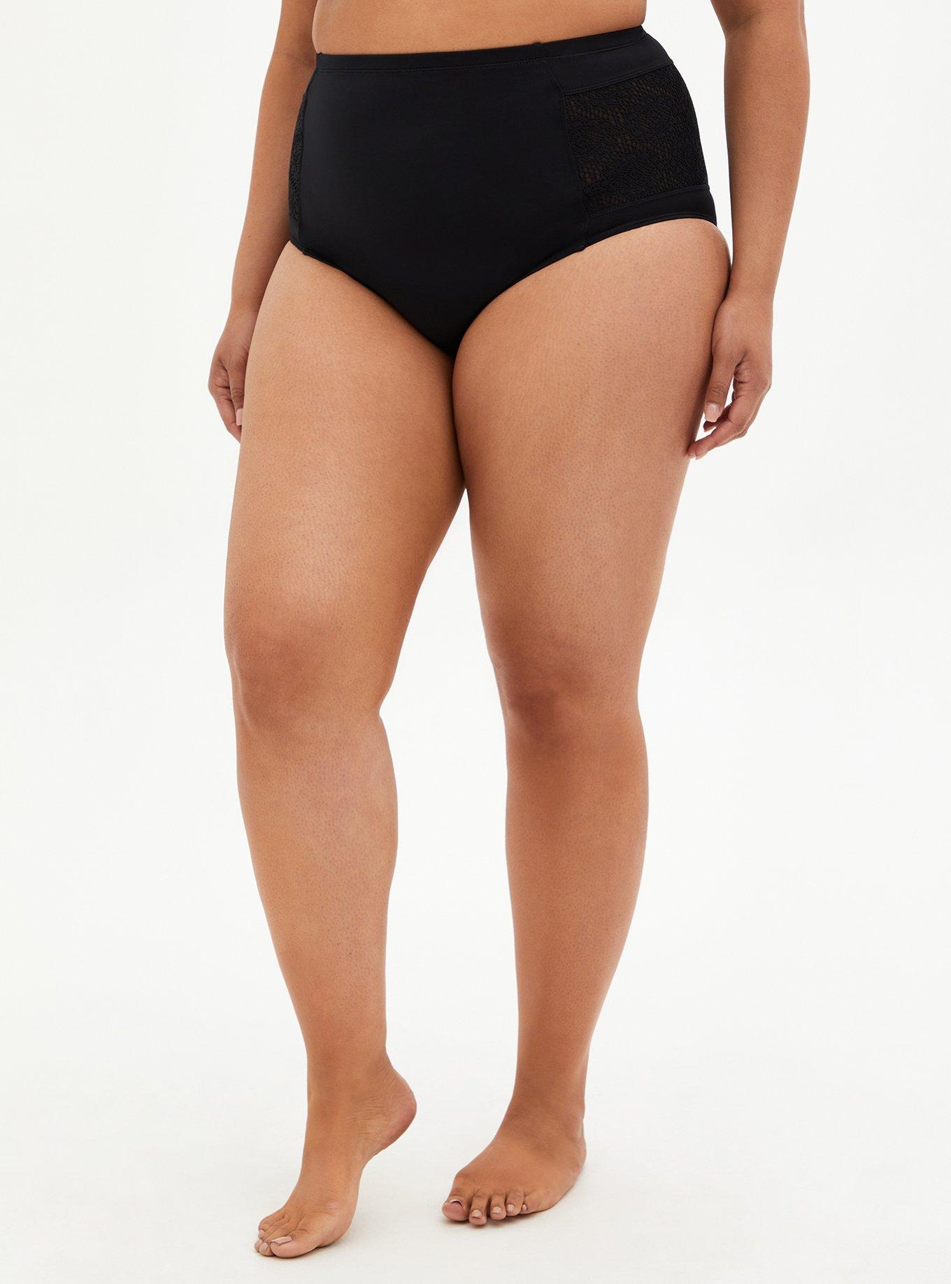 Black Crochet Detail Swim Botton, DEEP BLACK, hi-res