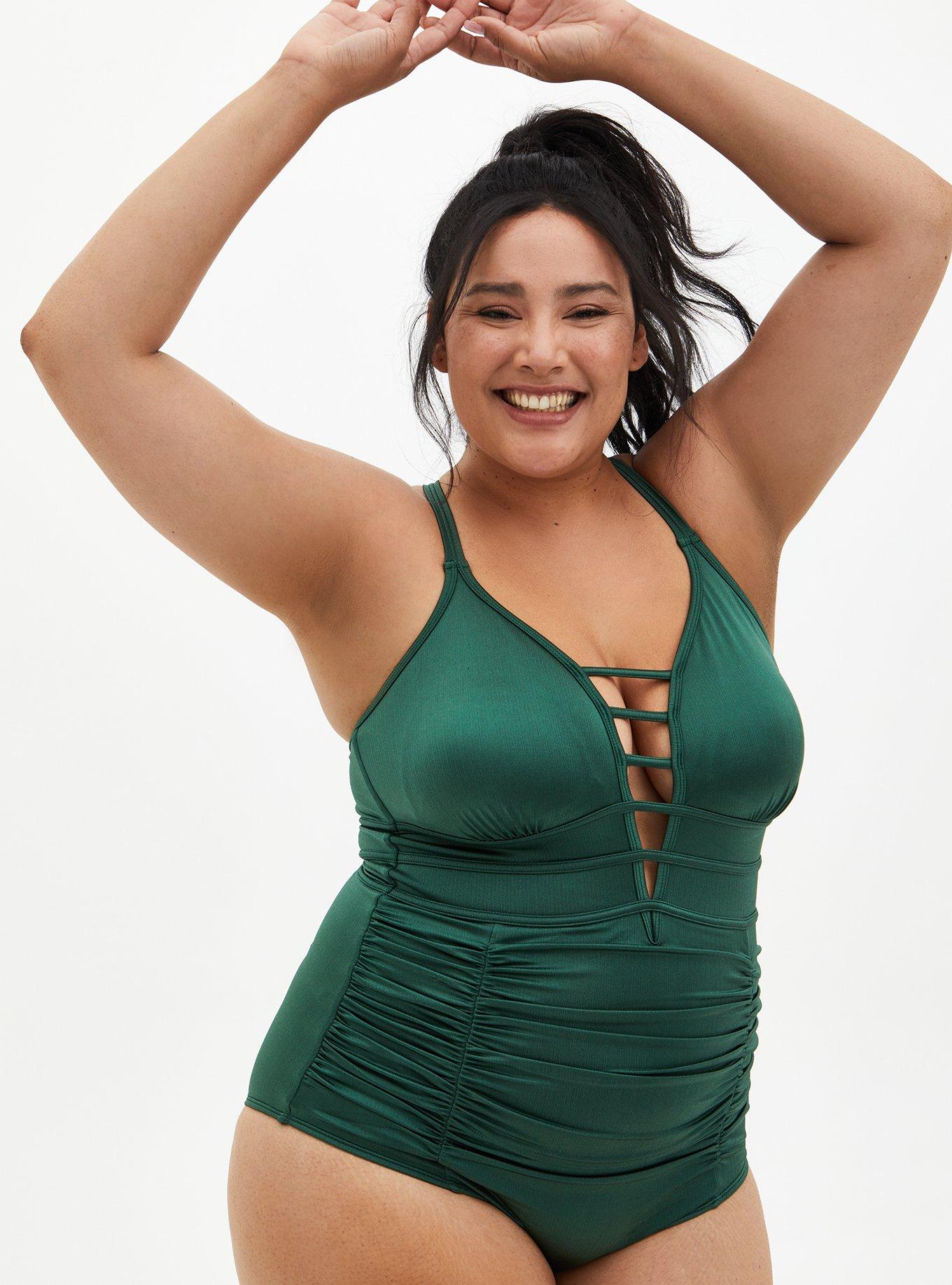 Torrid 2 2x 💚Underwire PLUS Slimming 1 Piece Swimsuit Sexy Lace