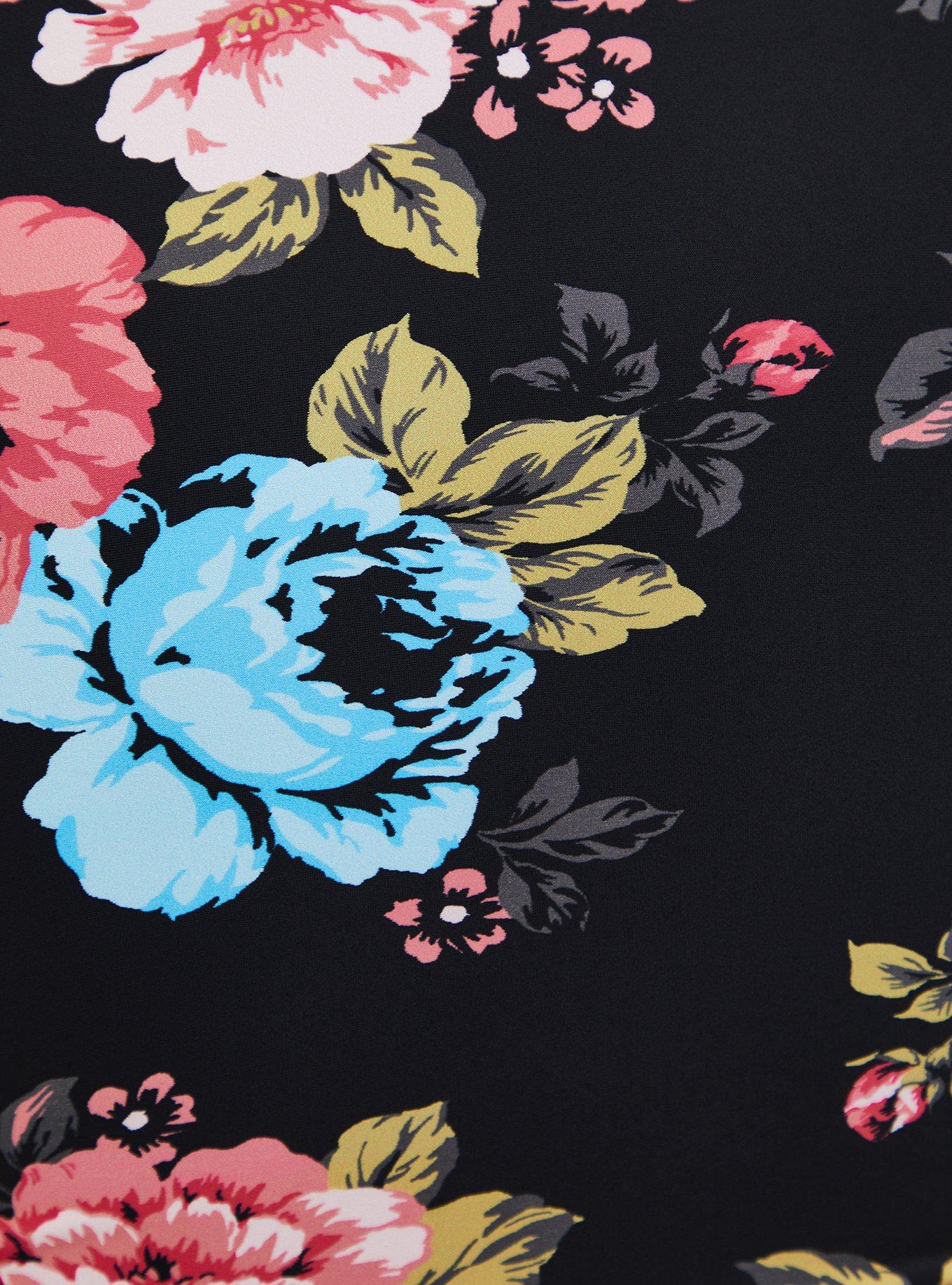 Plus Size Active Wireless Long Sleeve Rashguard One Piece Swimsuit, SUMMER FLORAL, alternate