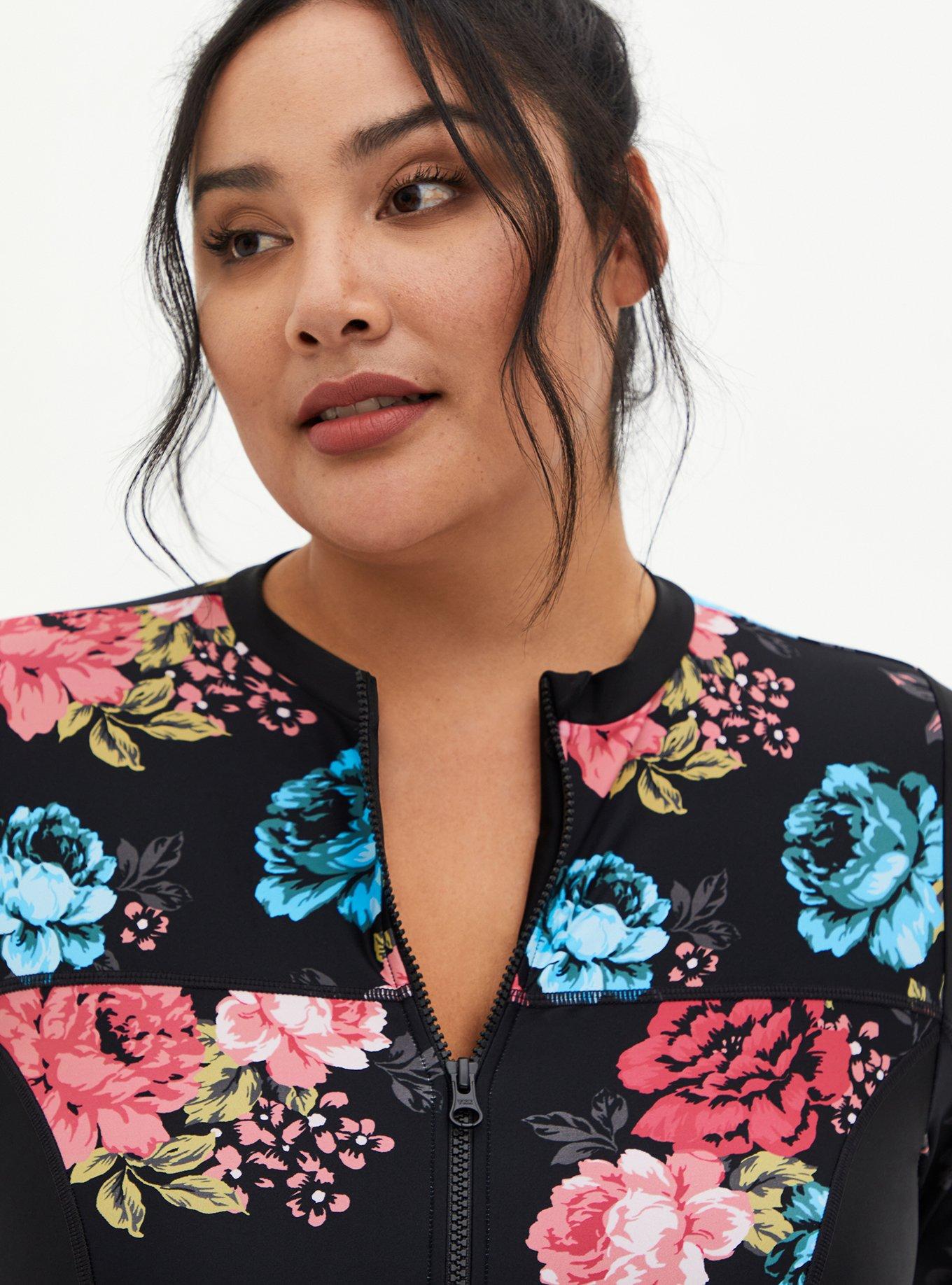 Plus Size - Leaves Print Active Swim Shirt - Torrid