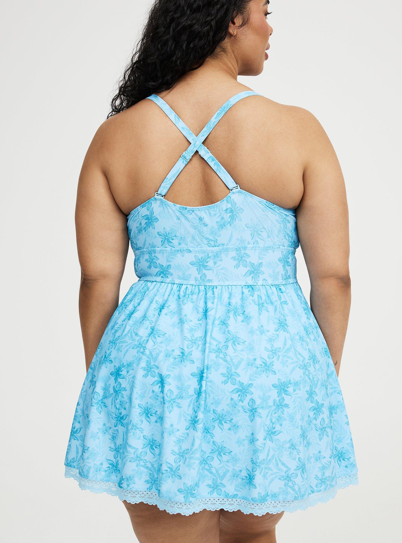 Wireless Swim Dress With Brief, NANI TROPICAL BLUE, alternate