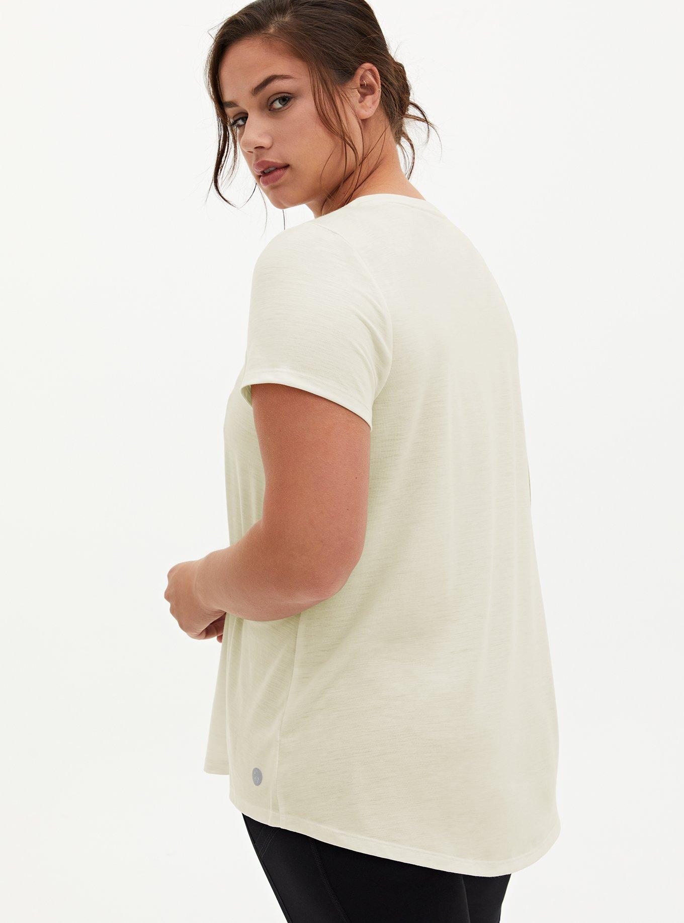 Plus Size Knit High-Low Crew Neck Short Sleeve Active Tank, IVORY, alternate