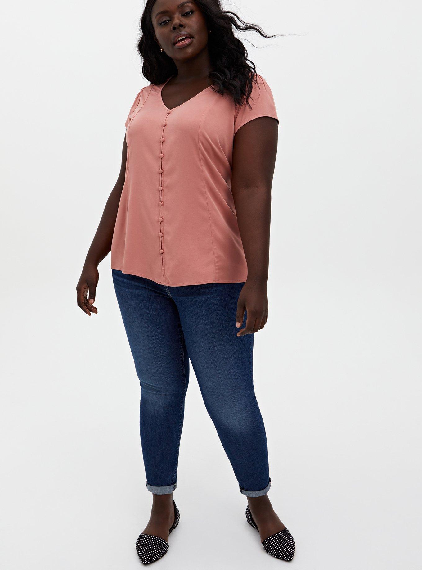 Stretch Challis Lace-Up Back Top, DESERT SAND, alternate