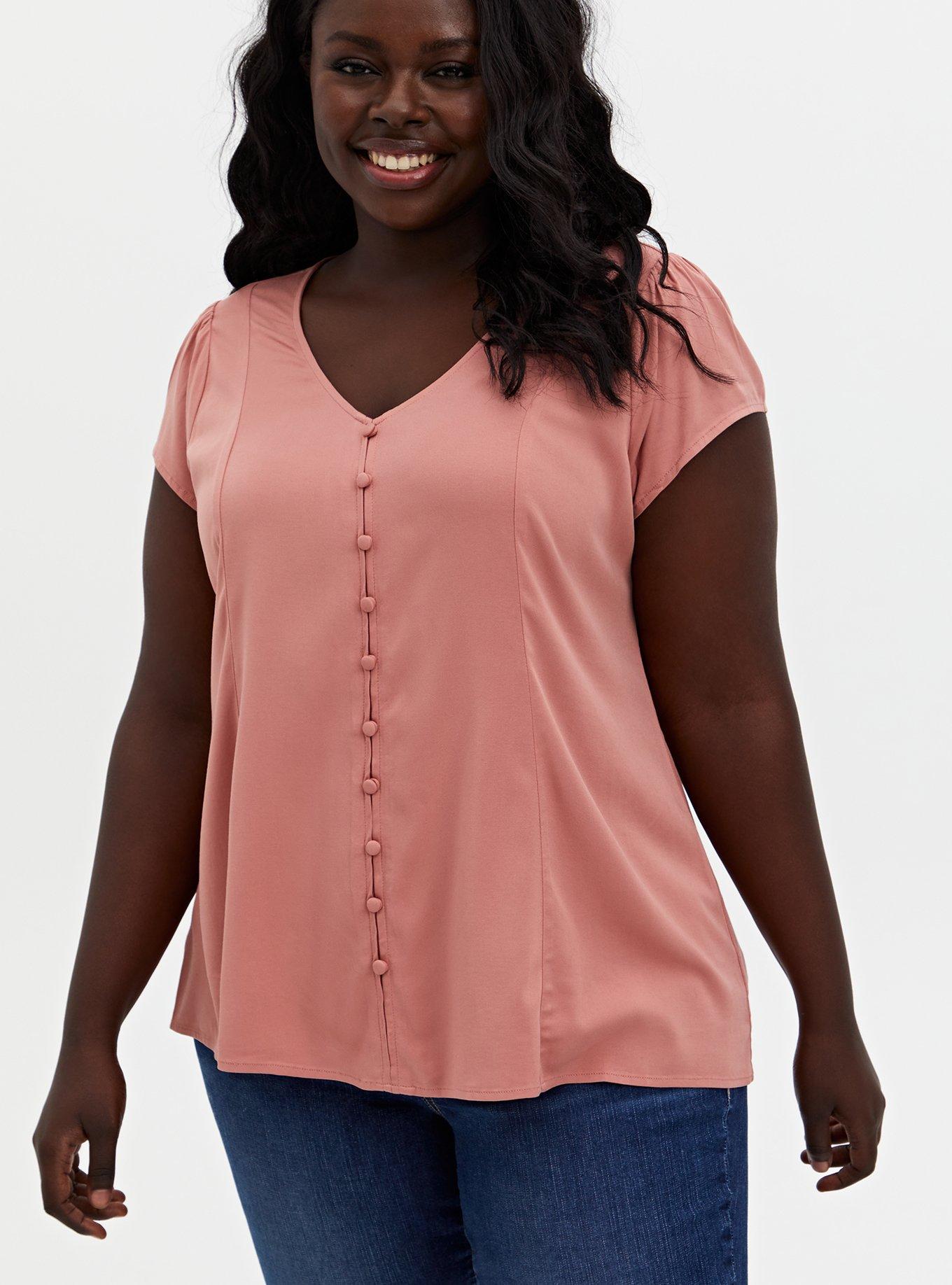 Stretch Challis Lace-Up Back Top, DESERT SAND, alternate