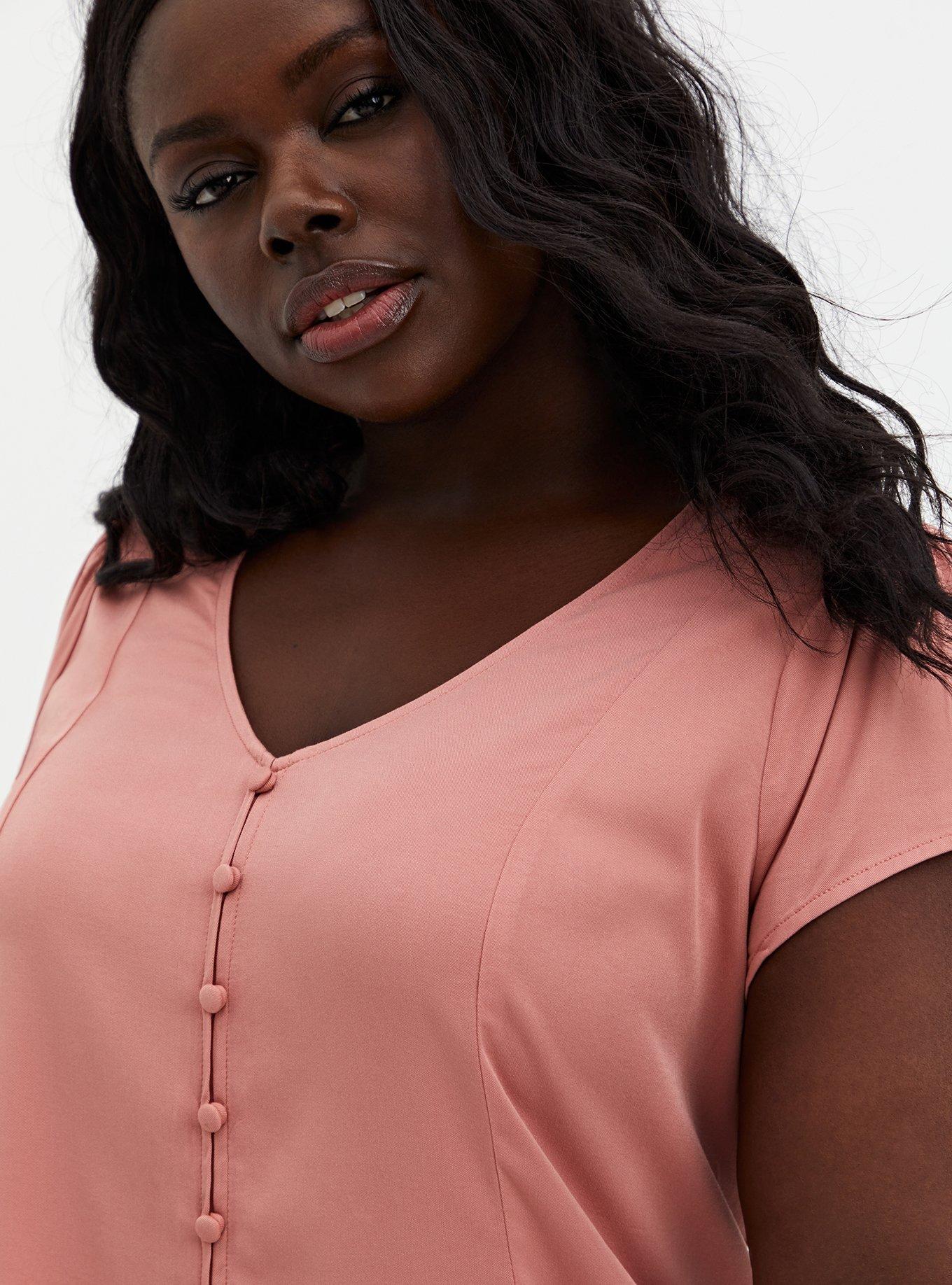 Stretch Challis Lace-Up Back Top, DESERT SAND, alternate