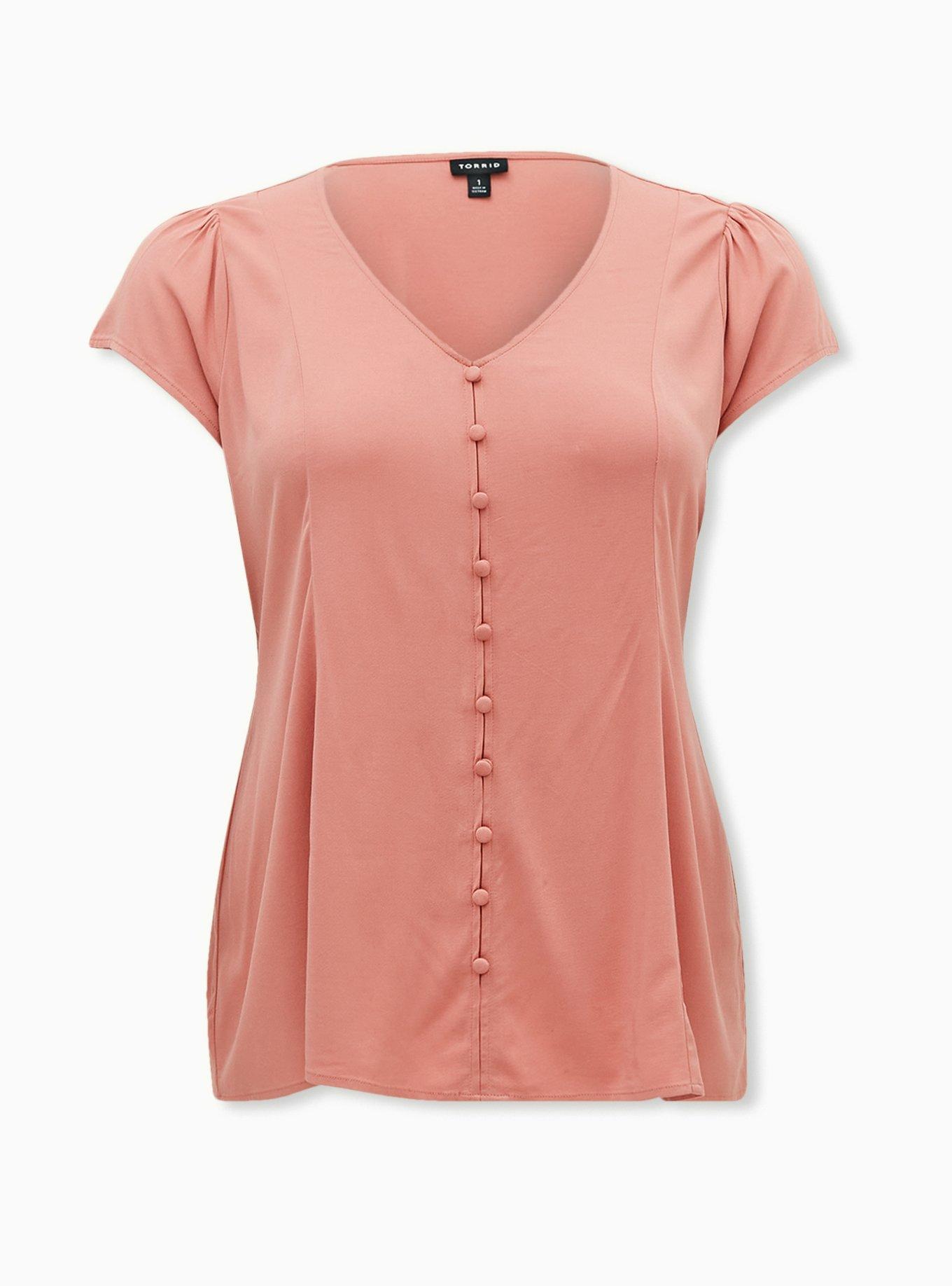 Stretch Challis Lace-Up Back Top, DESERT SAND, hi-res