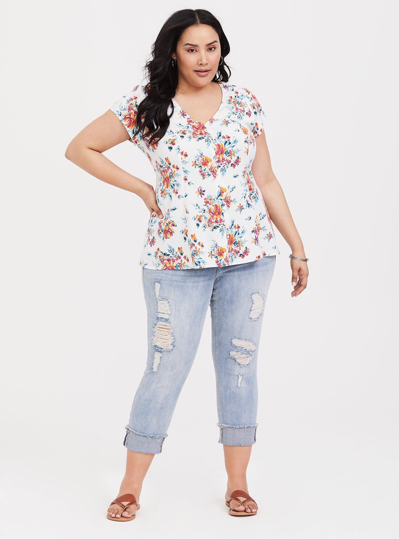 TORRID Stretch Challis Lace-Up Back Corset Top