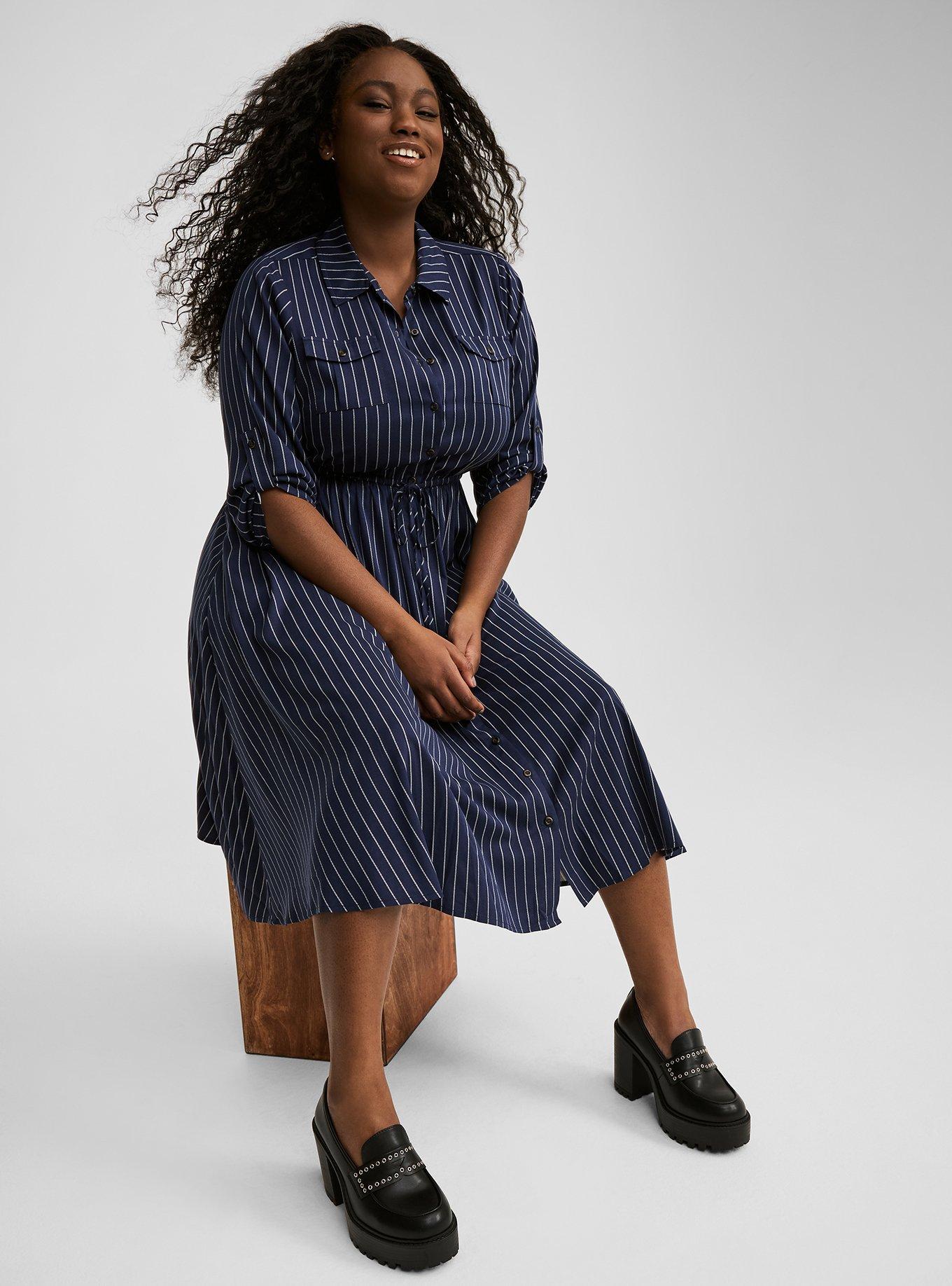 Plus Size - Midi Challis Shirt Dress - Torrid