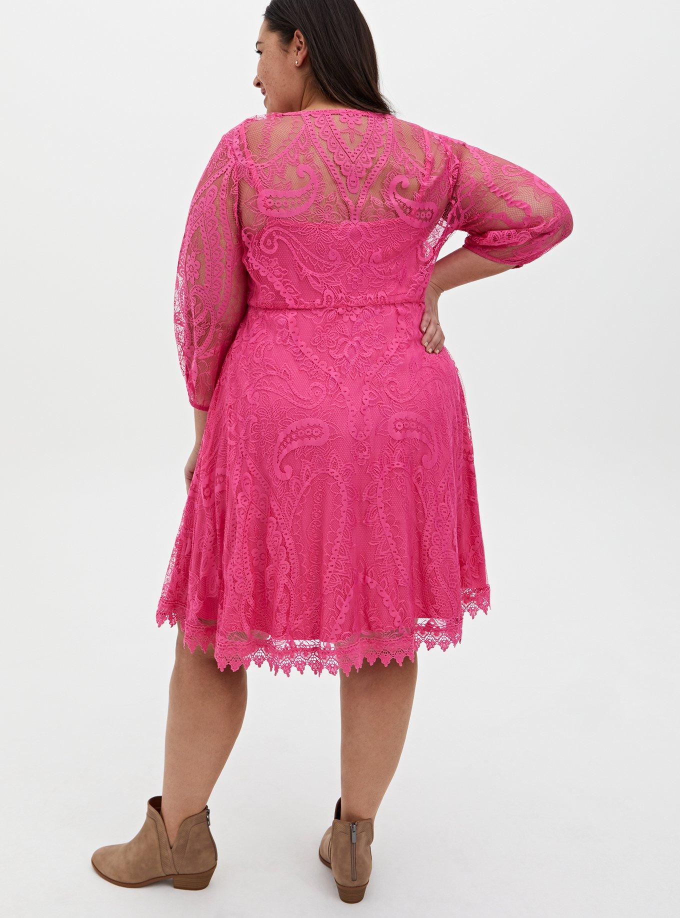 Mini Lace Button-Front Skater Dress, AZAELEA PINK, alternate