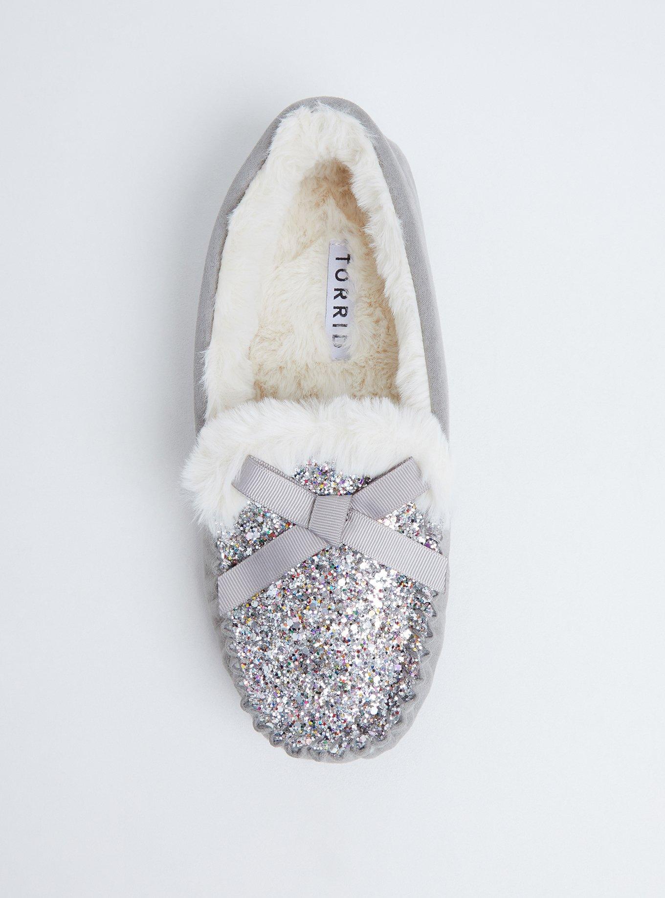 Glitter moccasin cheap slippers womens