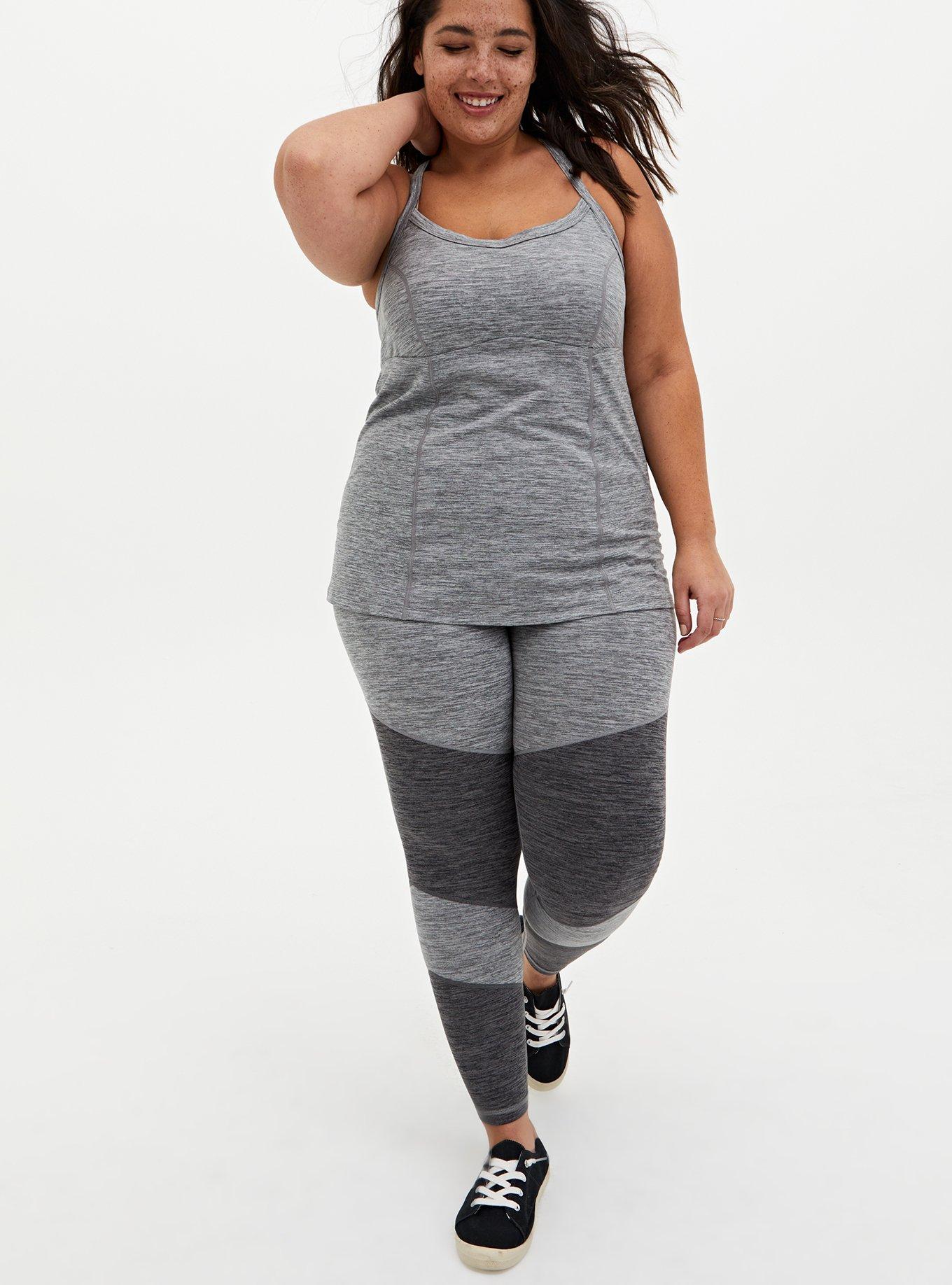 Plus Size Grey Space-Dye Wicking Active Cami, HEATHER GREY, alternate