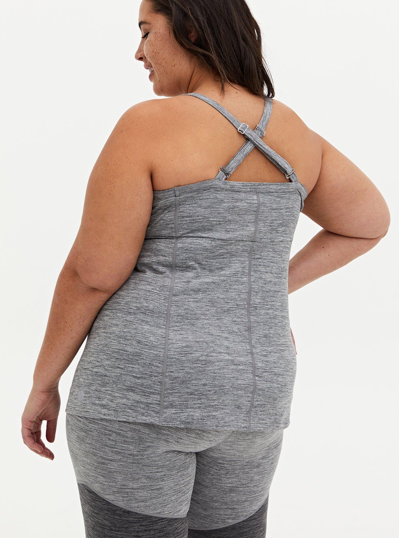 Plus Size Grey Space-Dye Wicking Active Cami, HEATHER GREY, alternate