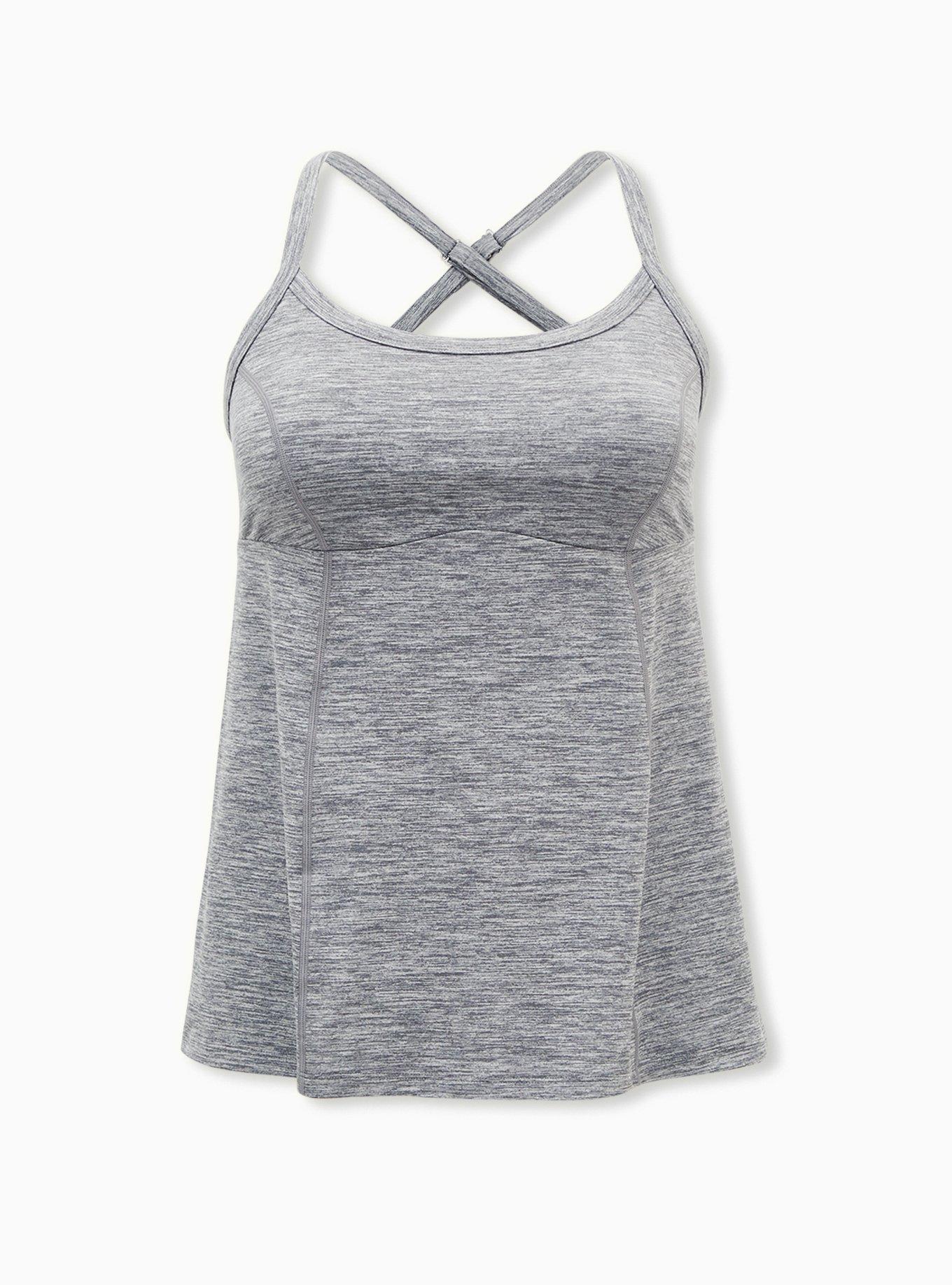 Plus Size Grey Space-Dye Wicking Active Cami, HEATHER GREY, hi-res