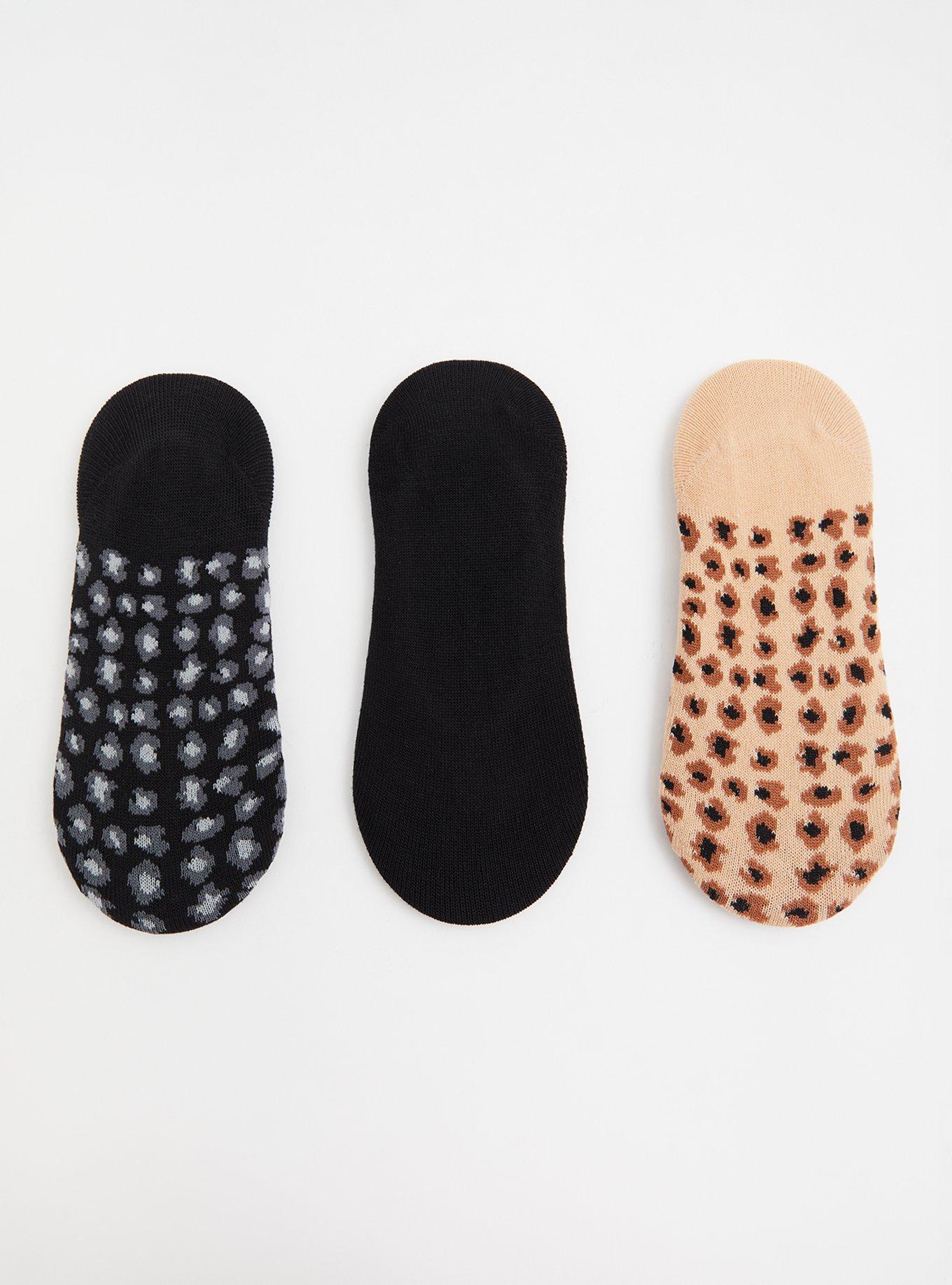 Plus Size Leopard No-Show Socks Pack - Pack of 3, MULTI, alternate