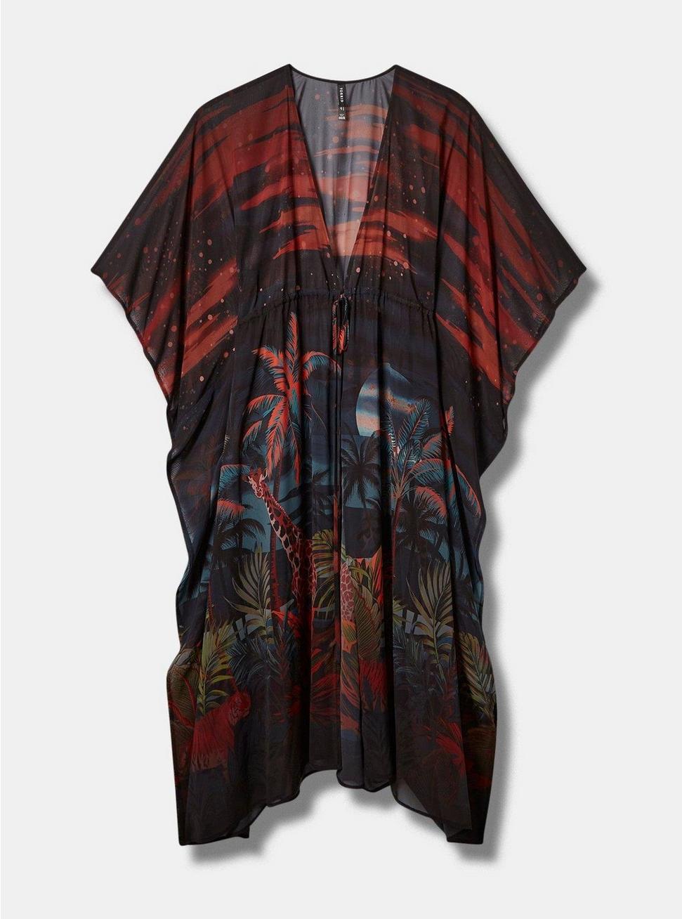 Maxi Chiffon Coverup Kimono, TROPICAL SHADOWS, hi-res