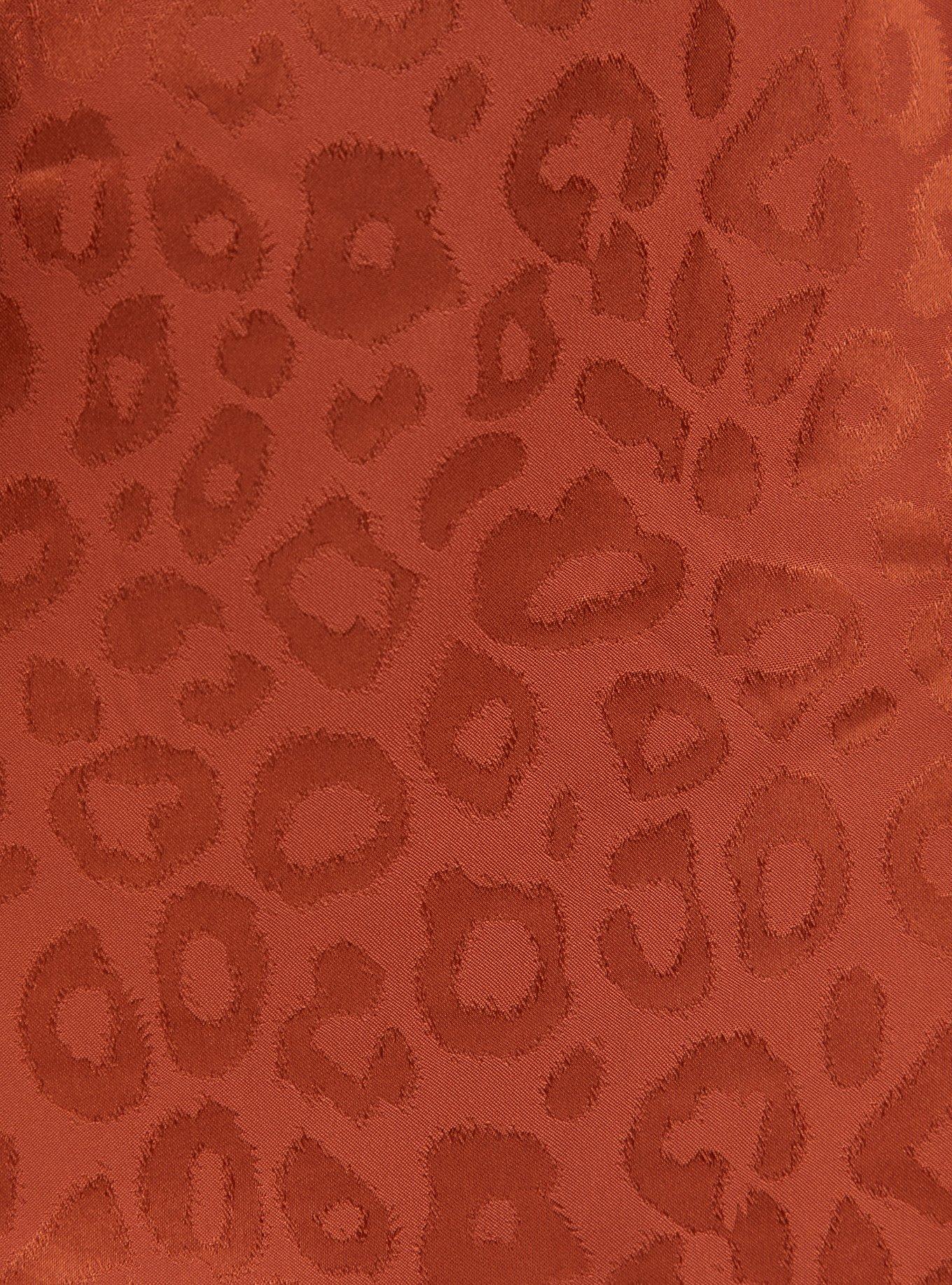 Copper Leopard Jacquard Ruffle Wrap Midi Skirt , COPPER, alternate