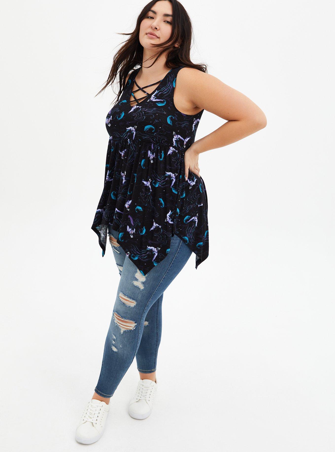 Disney The Little Mermaid Ursula Black Lattice Handkerchief Babydoll, MULTI, alternate