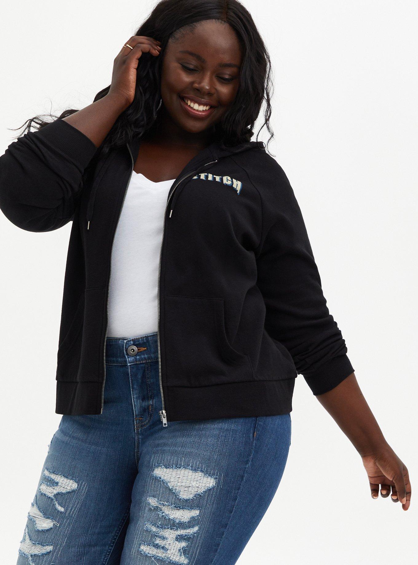 Plus size black zip cheap up hoodie