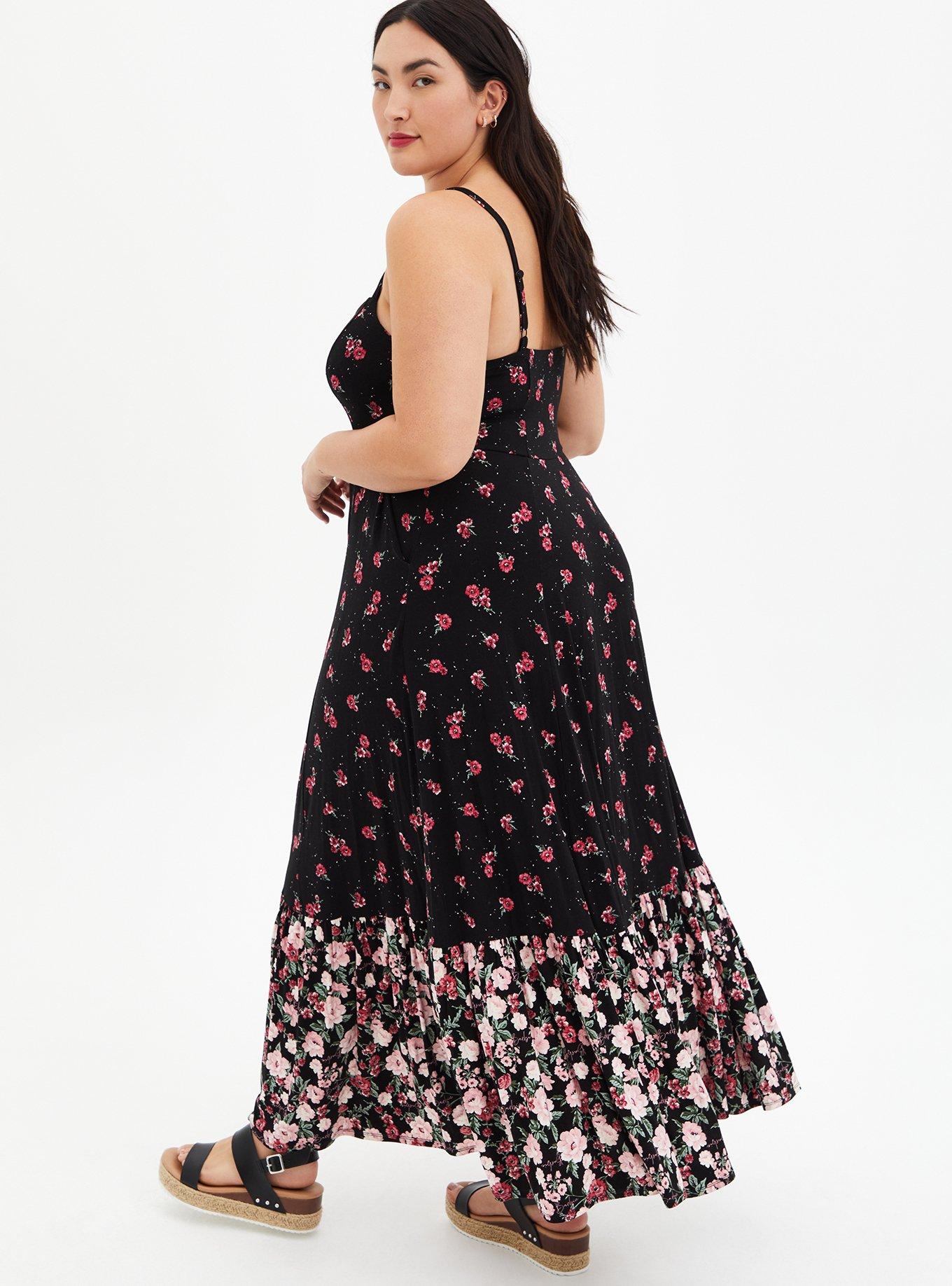 Barbie Black Floral Maxi Dress, MULTI FLORAL, alternate