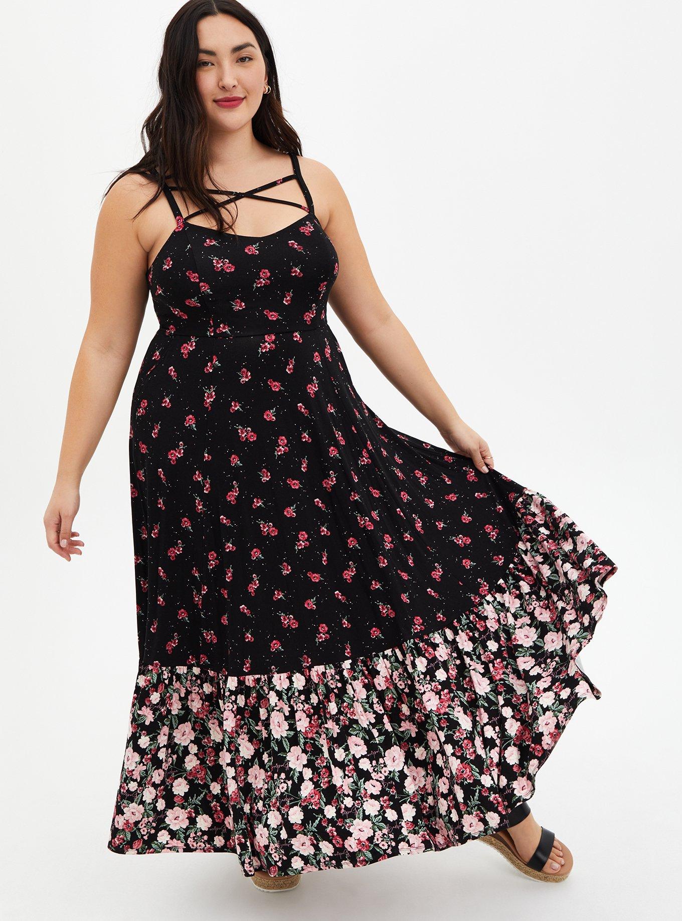 Plus Size - Barbie Black Floral Maxi Dress - Torrid