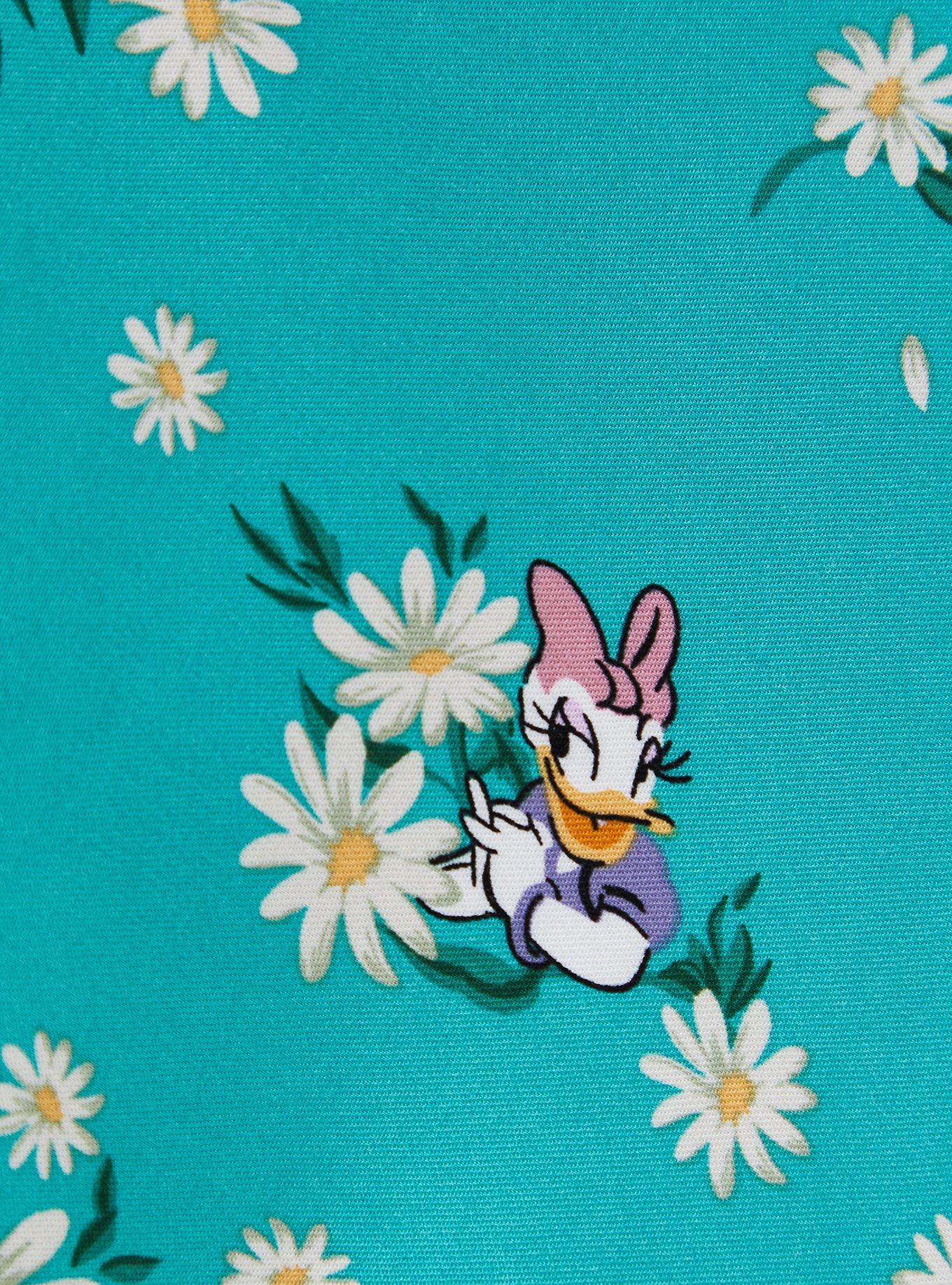 Plus Size Disney Daisy Turquoise Retro Front-Tie Romper, TEAL, alternate