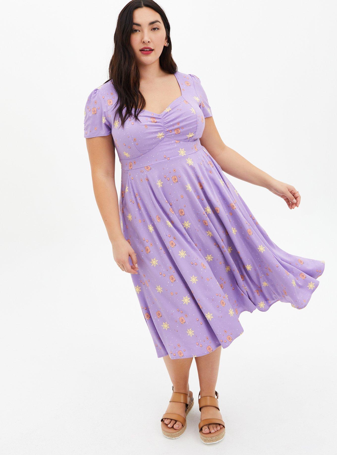 Plus Size Disney Tangled Lavender Purple Retro Shirred Skater