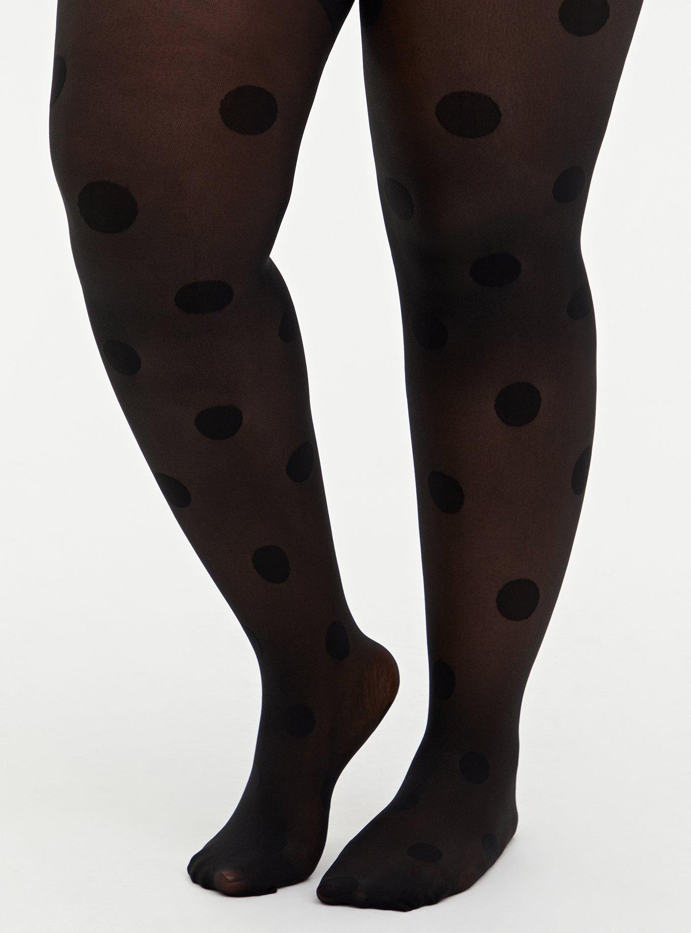 Urban Outfitters Polka Dot Nylon Thigh High Stocking in Black