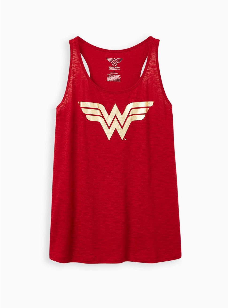 Plus Size Wonder Woman Multi Jersey Sleep Tank, JESTER RED, hi-res