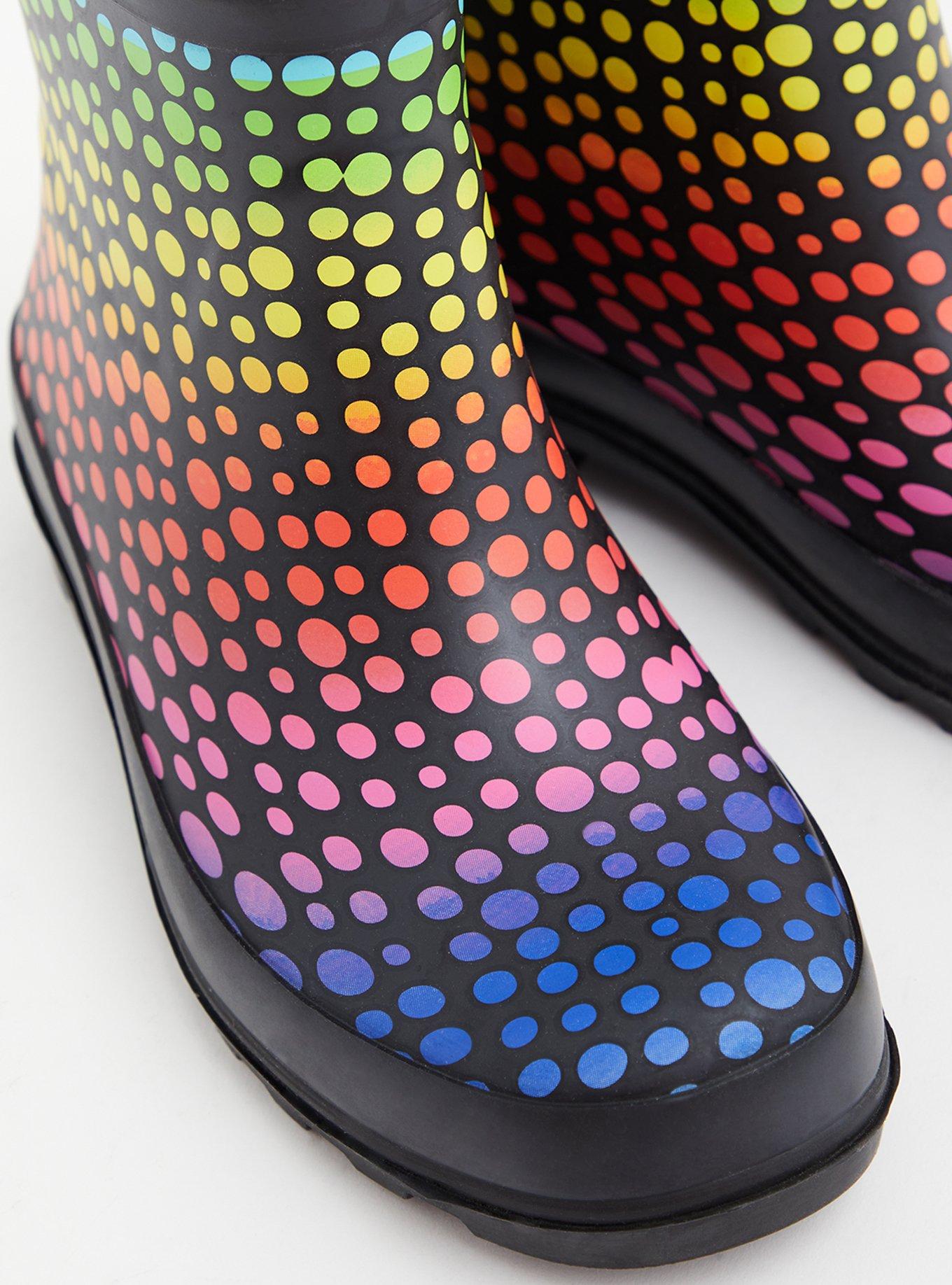 Water-Resistant Rain Bootie - Rainbow Polka Dot (WW), MULTI, alternate