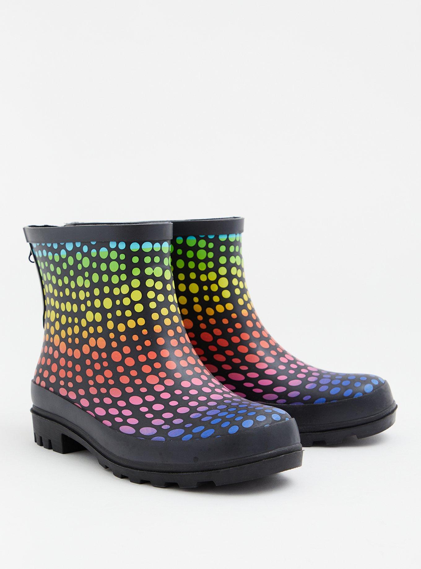 Water-Resistant Rain Bootie - Rainbow Polka Dot (WW), MULTI, hi-res