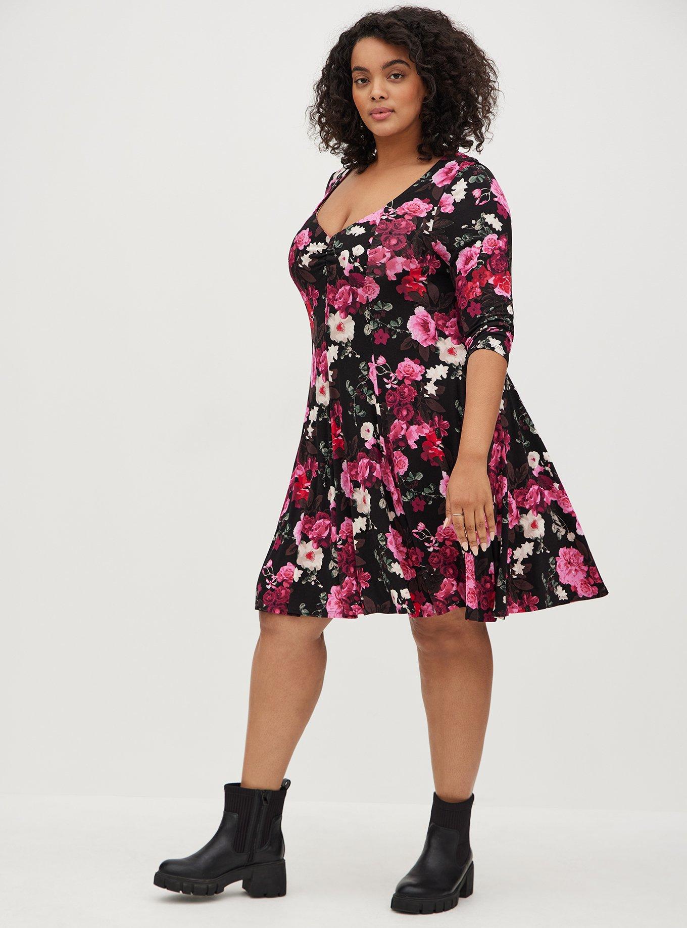 Mini Super Soft Skater Dress, FLORAL BLACK, alternate