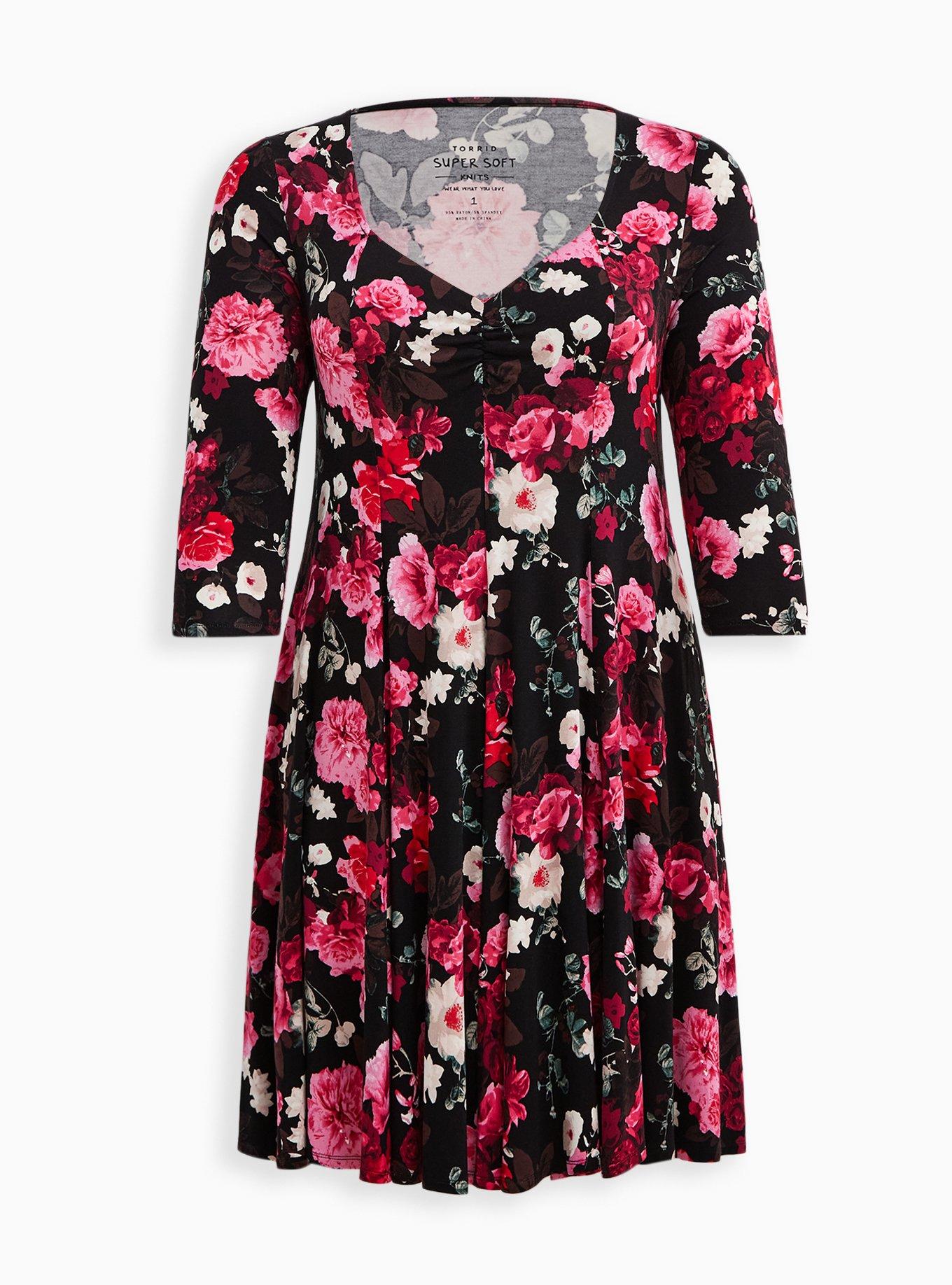 Mini Super Soft Skater Dress, FLORAL BLACK, hi-res
