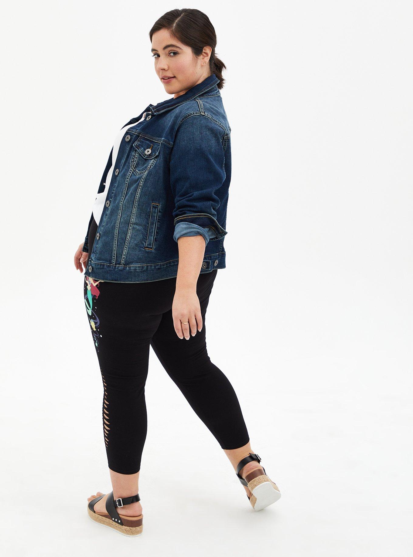 Disney The Little Mermaid Ariel & Flounder Black Crop Slash Legging , DEEP BLACK, alternate