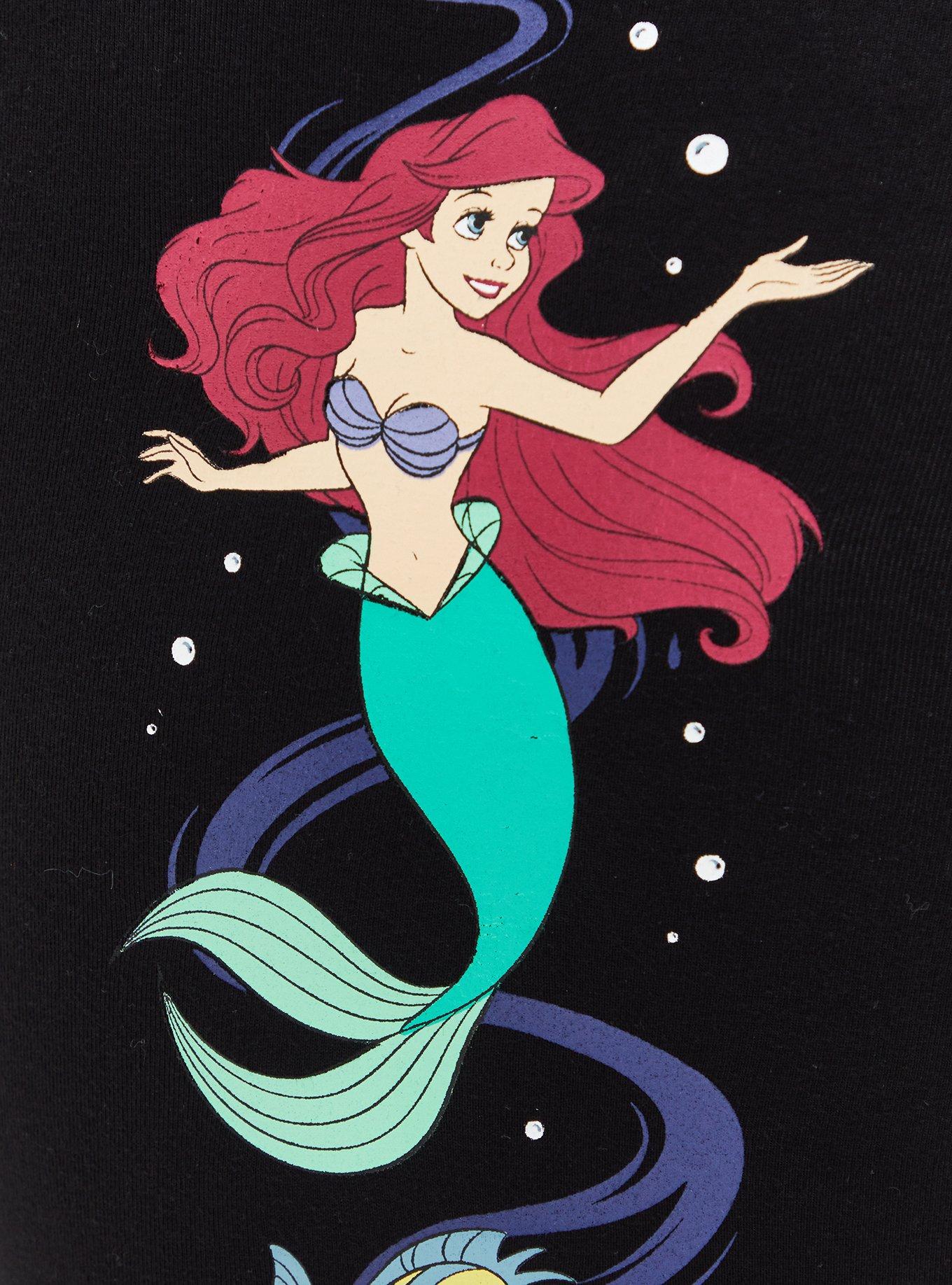 Disney The Little Mermaid Ariel & Flounder Black Crop Slash Legging , DEEP BLACK, alternate