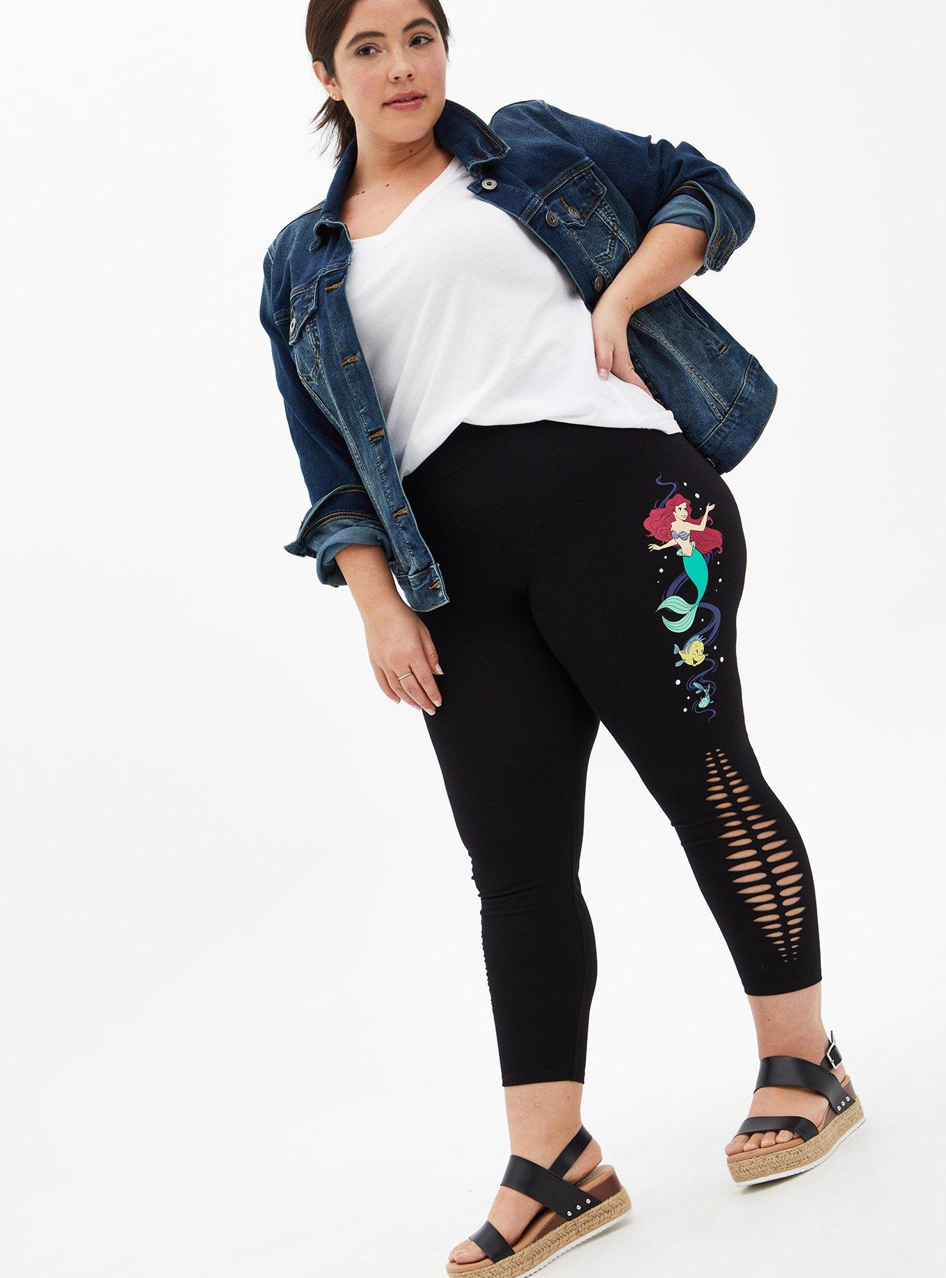 Plus Size - Disney The Little Mermaid Ariel & Flounder Black Crop