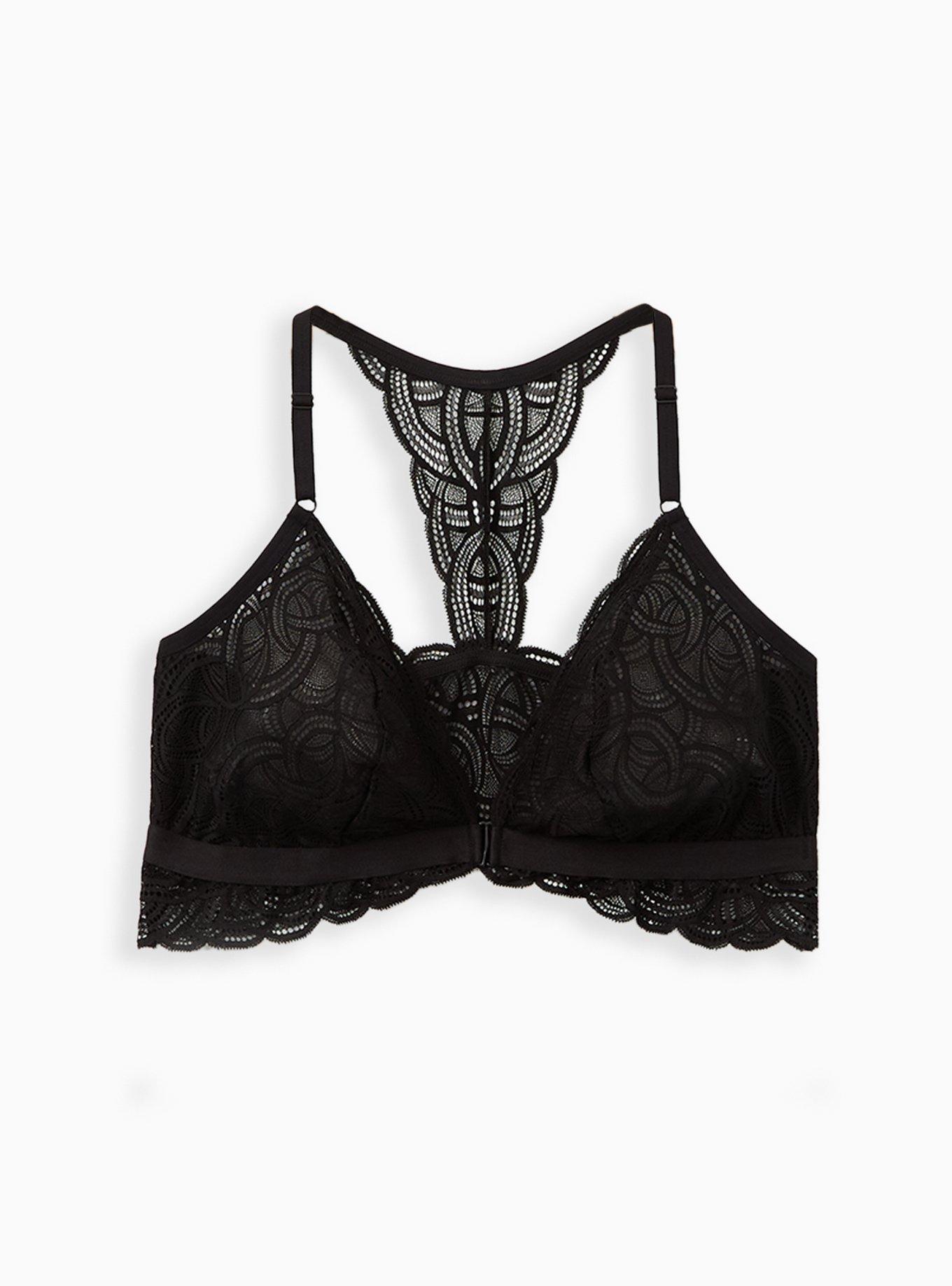 Plus Size Scroll Lace Front Close Bralette, , hi-res
