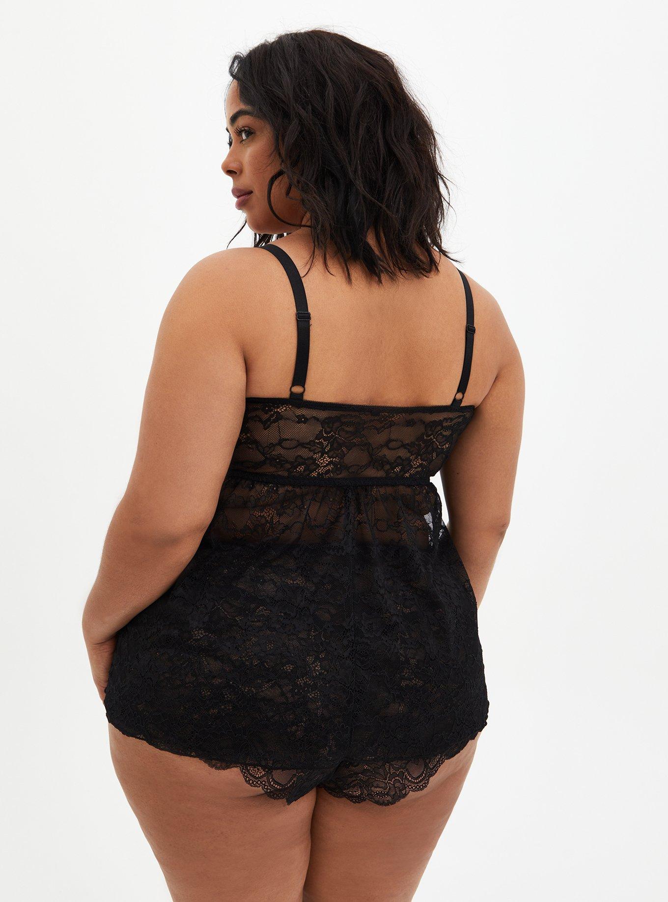 Black Lace V-Neck Top, RICH BLACK, alternate